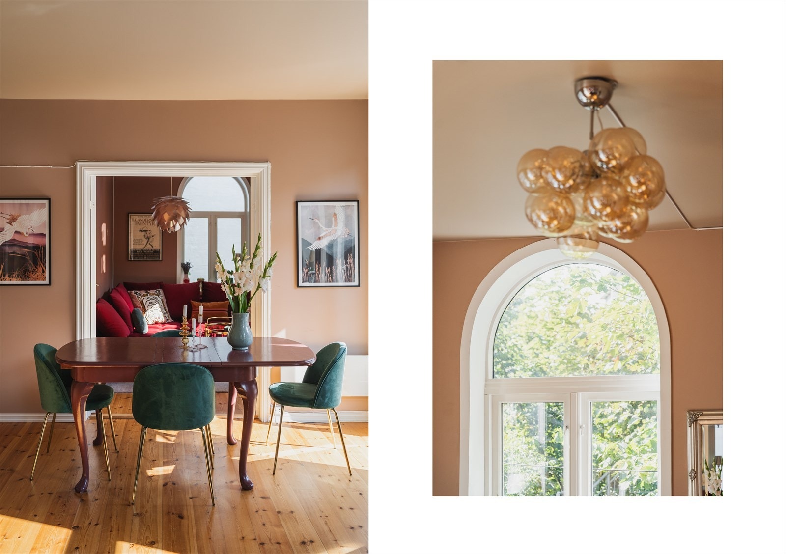 Lekre, særegne detaljer i leiligheten med buede vinduer Galleribilde