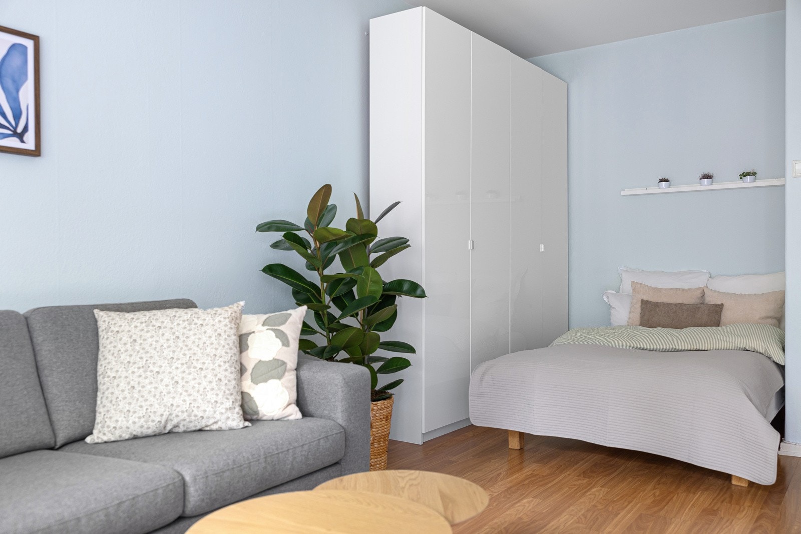 Stue med plass til både sofa soveplass/alkoveløsning. Galleribilde