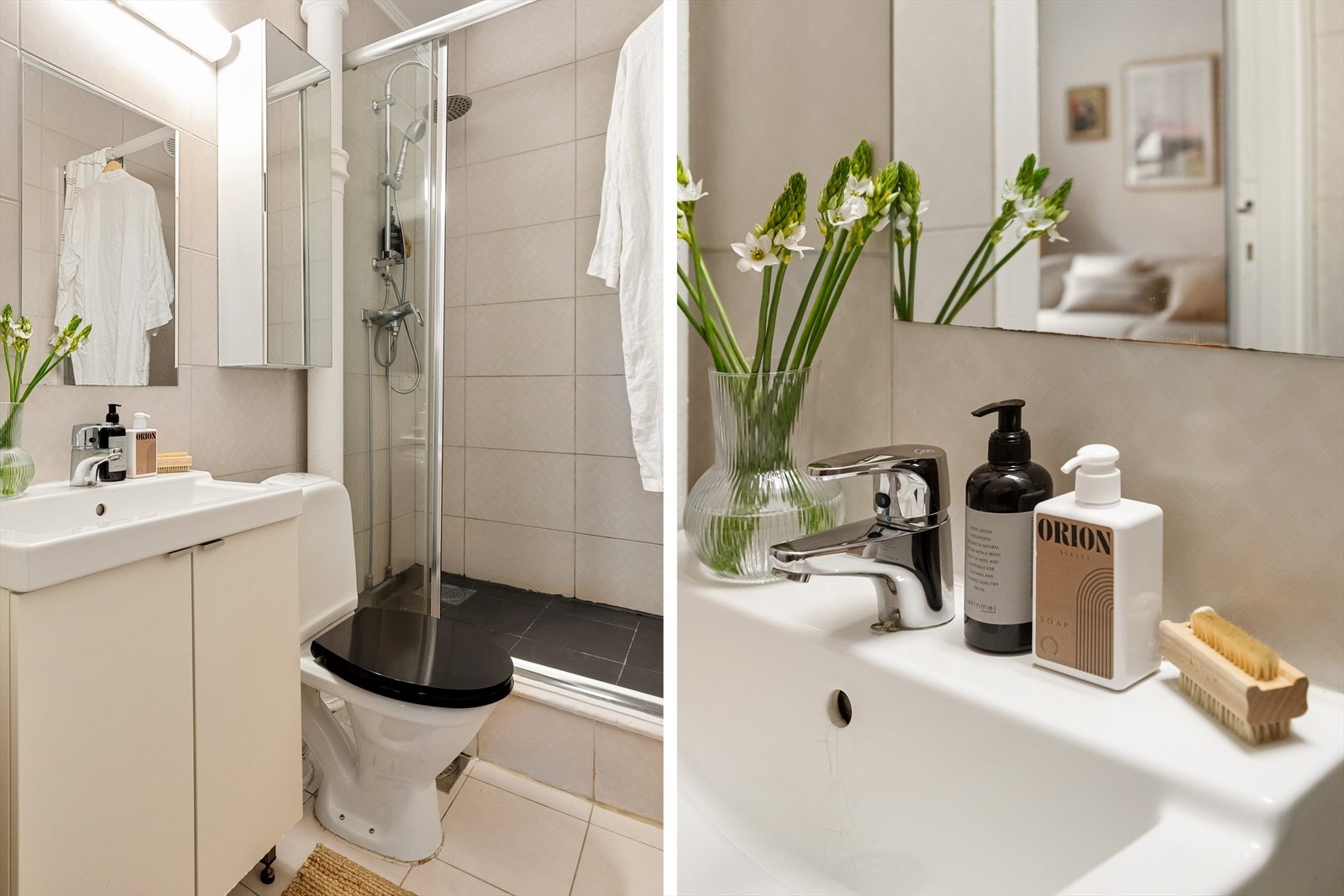 - Utstyrt med naturlig avtrekk, dusjnisje, wc og servantskap med ett-greps blandebatteri fra Oras - Galleribilde