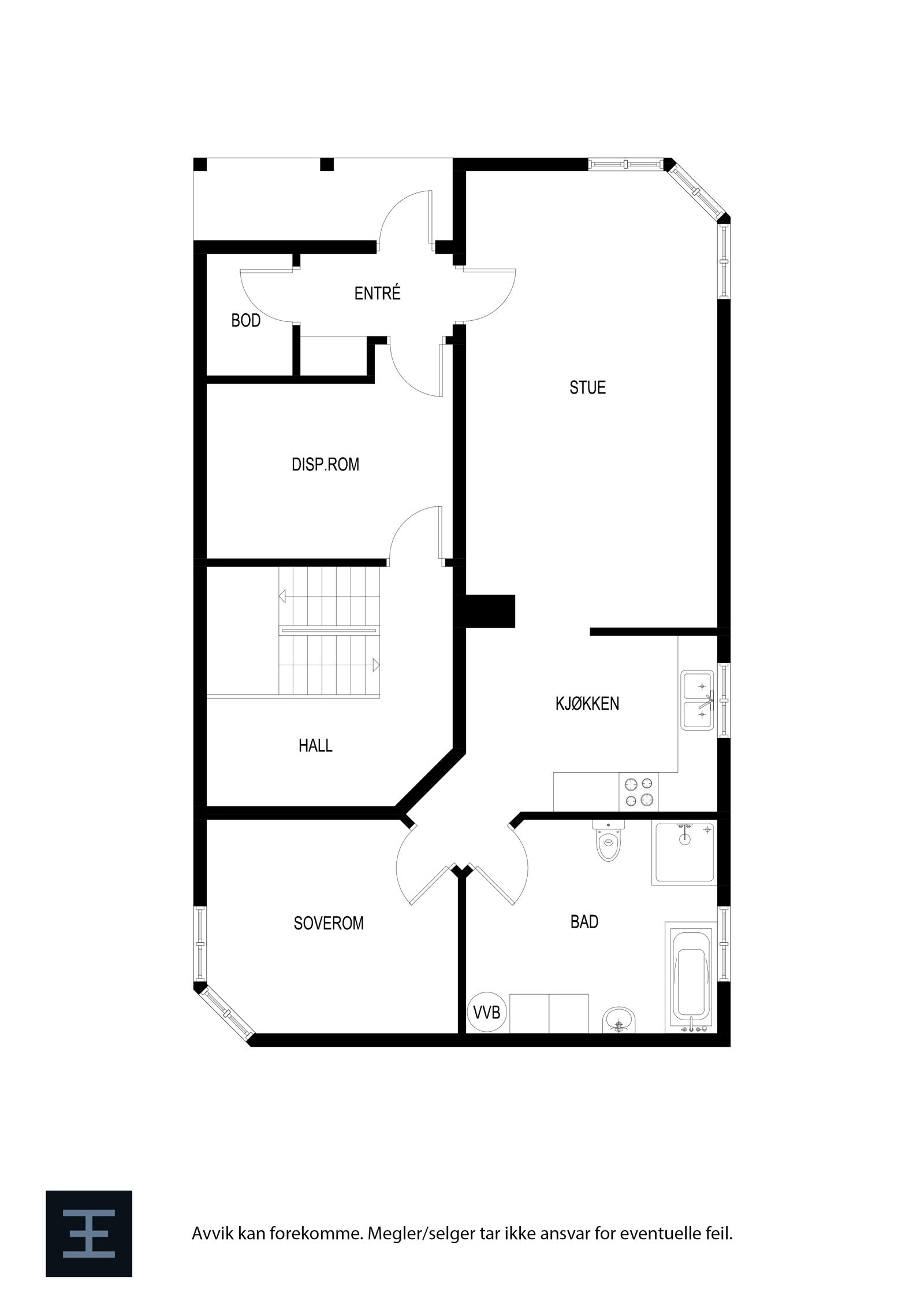 Plantegning - Hybel. Galleribilde