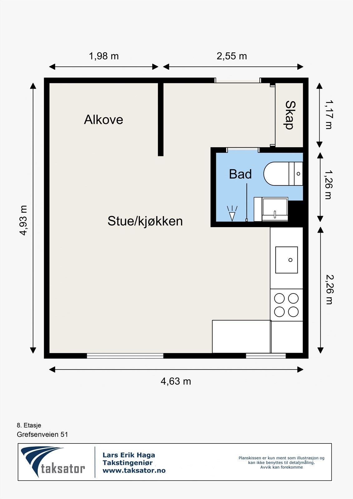 Planskisse - Leiligheten disponerer en bod i kjelleren Galleribilde