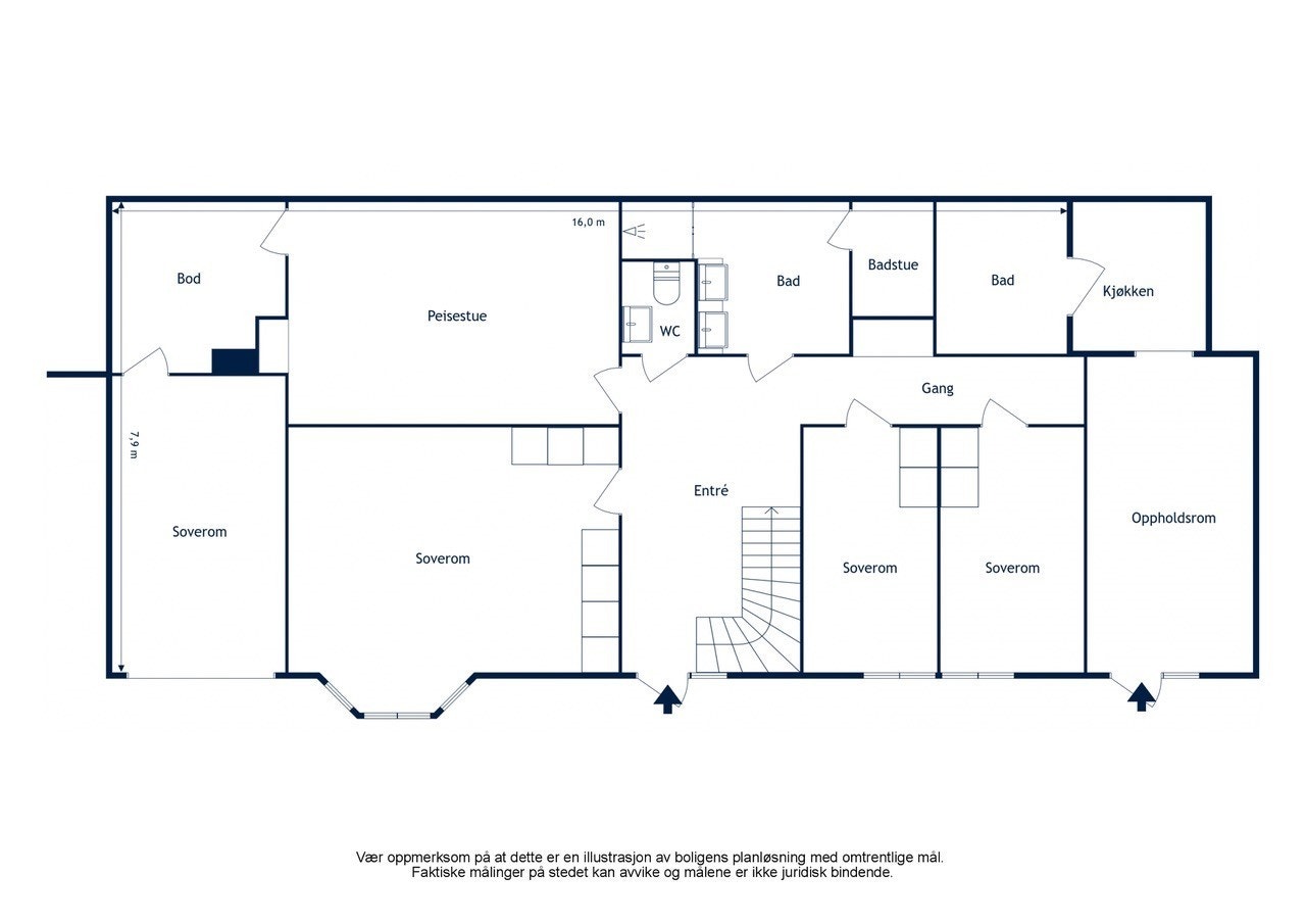 Plantegning u. etg. Galleribilde