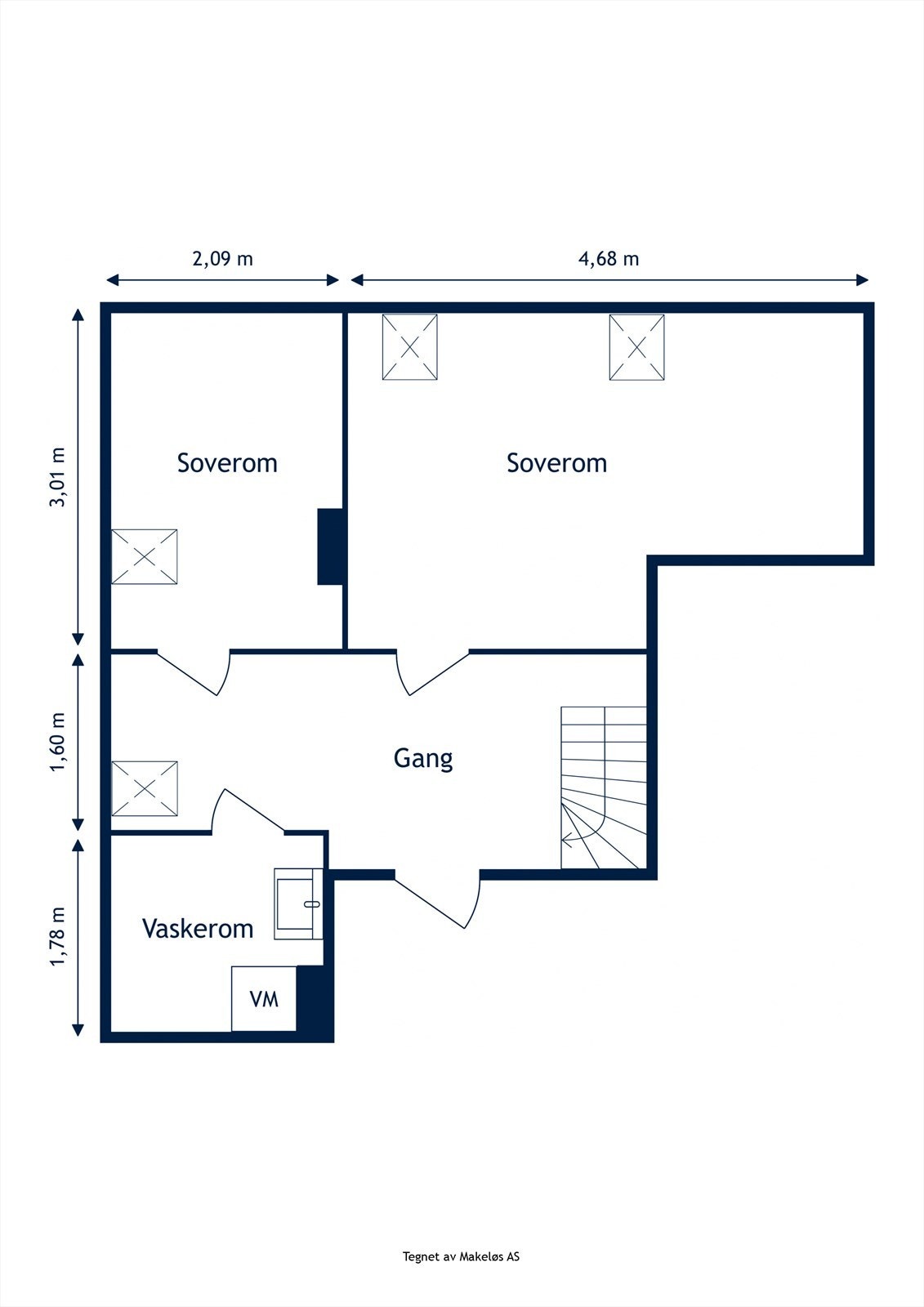Plantegning loftsetasje. Galleribilde
