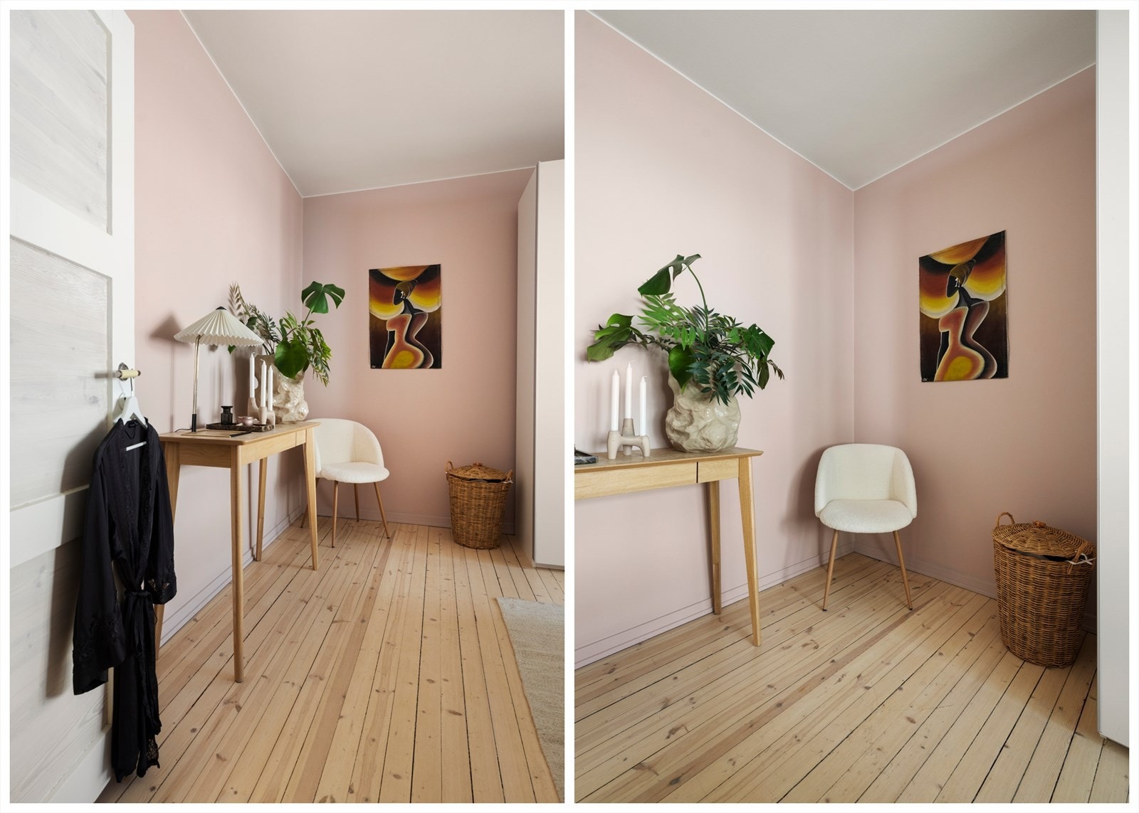 Soverommet er av god størrelse og er bestående av originale gulvbord i tre og glatte, malte overflater Galleribilde