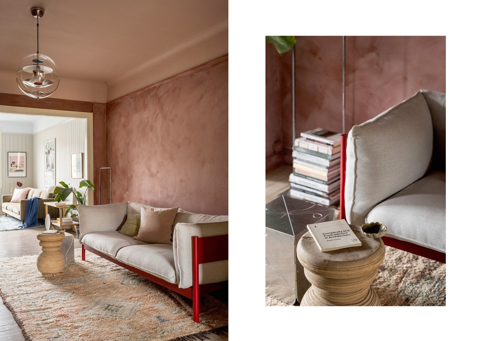 Vegger og himlinger i leiligheten ble malt i 2017, og fargene er nøye utvalgt og sammensatt av interiørarkitekt. Galleribilde