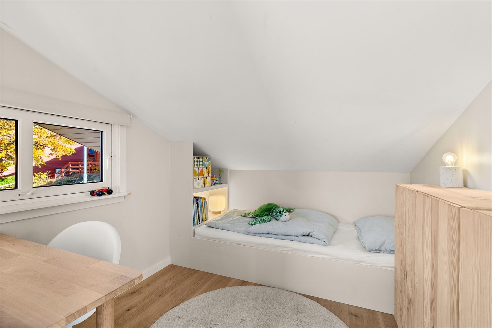 Boligen ble i 2021 utbygget. Dette rommet er byggemeldt som bod, men benyttes etter utbygging som soverom Galleribilde