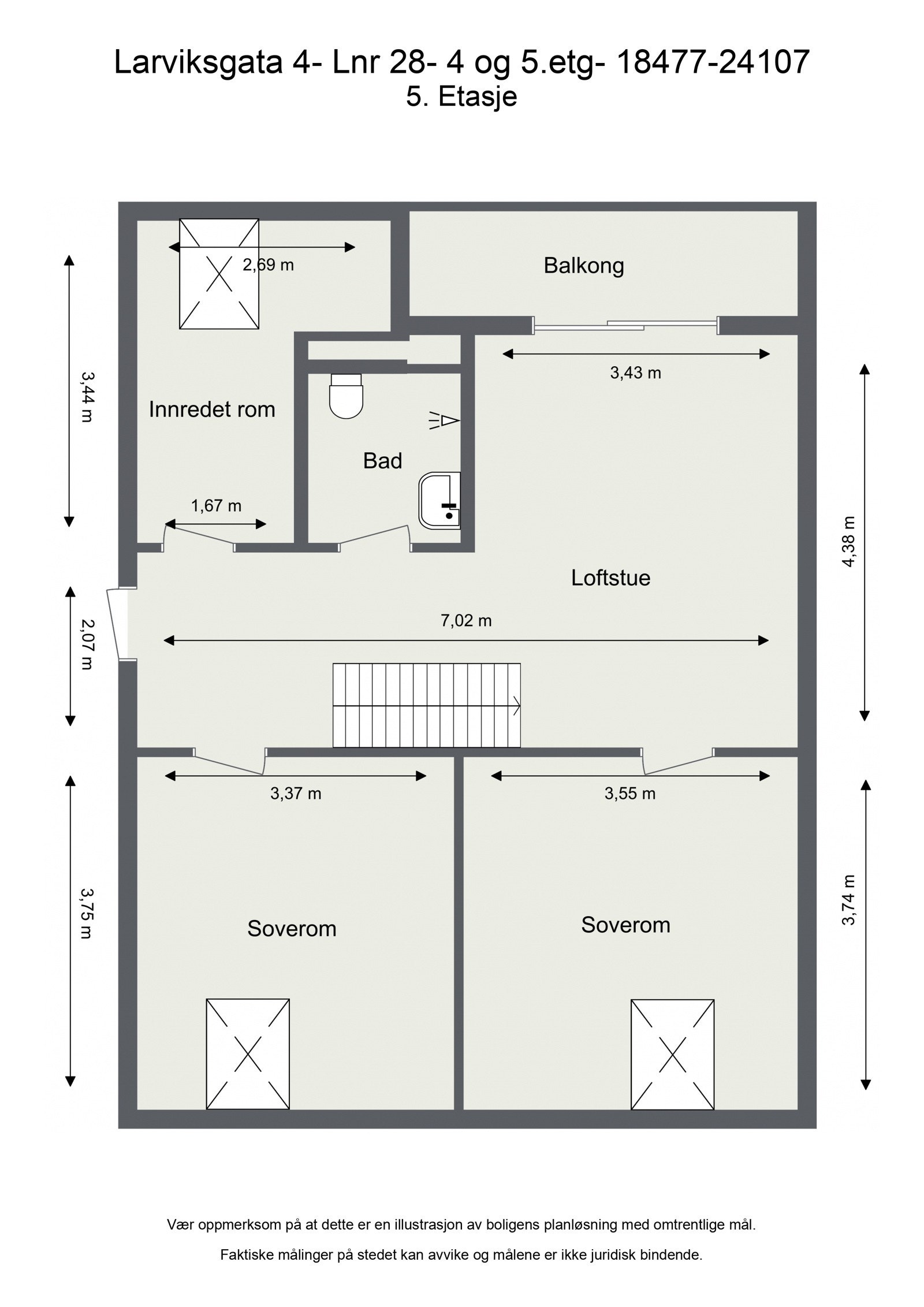 Plantegning 5. etasje Galleribilde