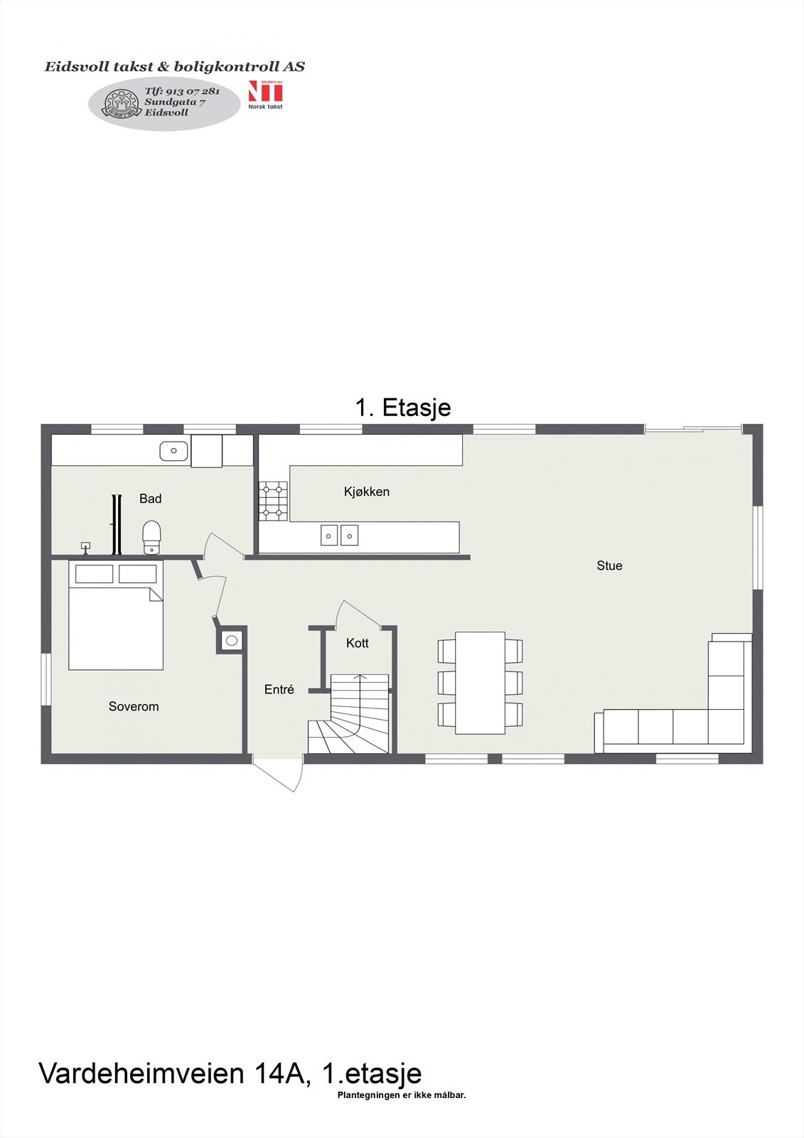 Plantegning av boligens 1.etasje. Galleribilde