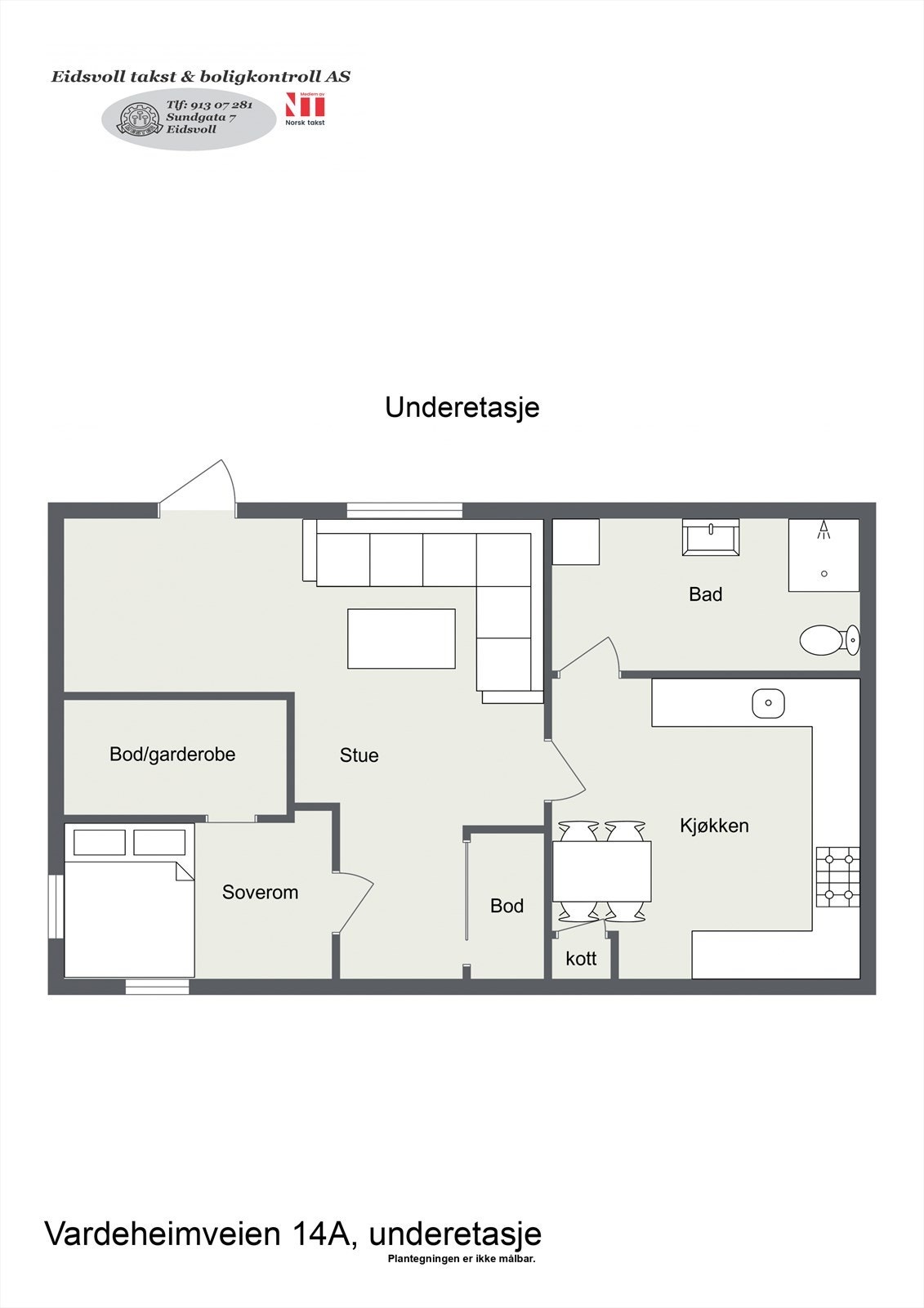 Plantegning av boligens underetasje. Galleribilde