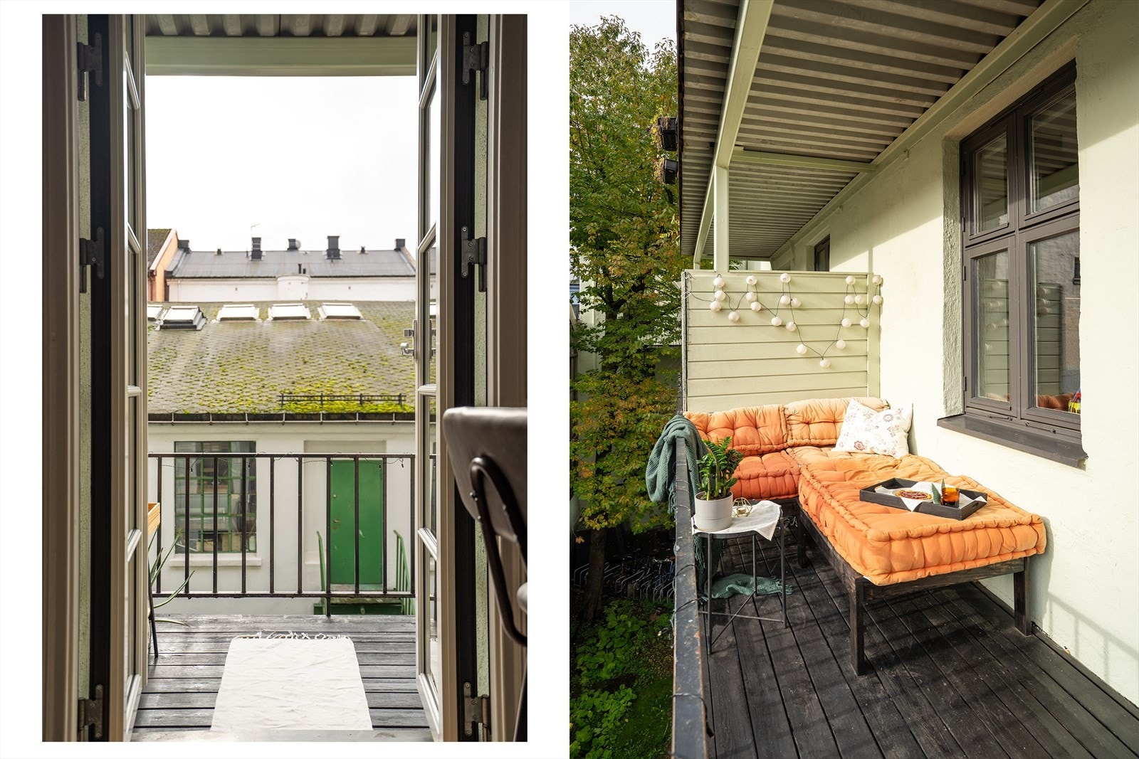 Boligen ligger høyt og fritt til i tredje etasje, omgitt av frodige grøntområder og sjarmerende bygårdsfasader. Galleribilde