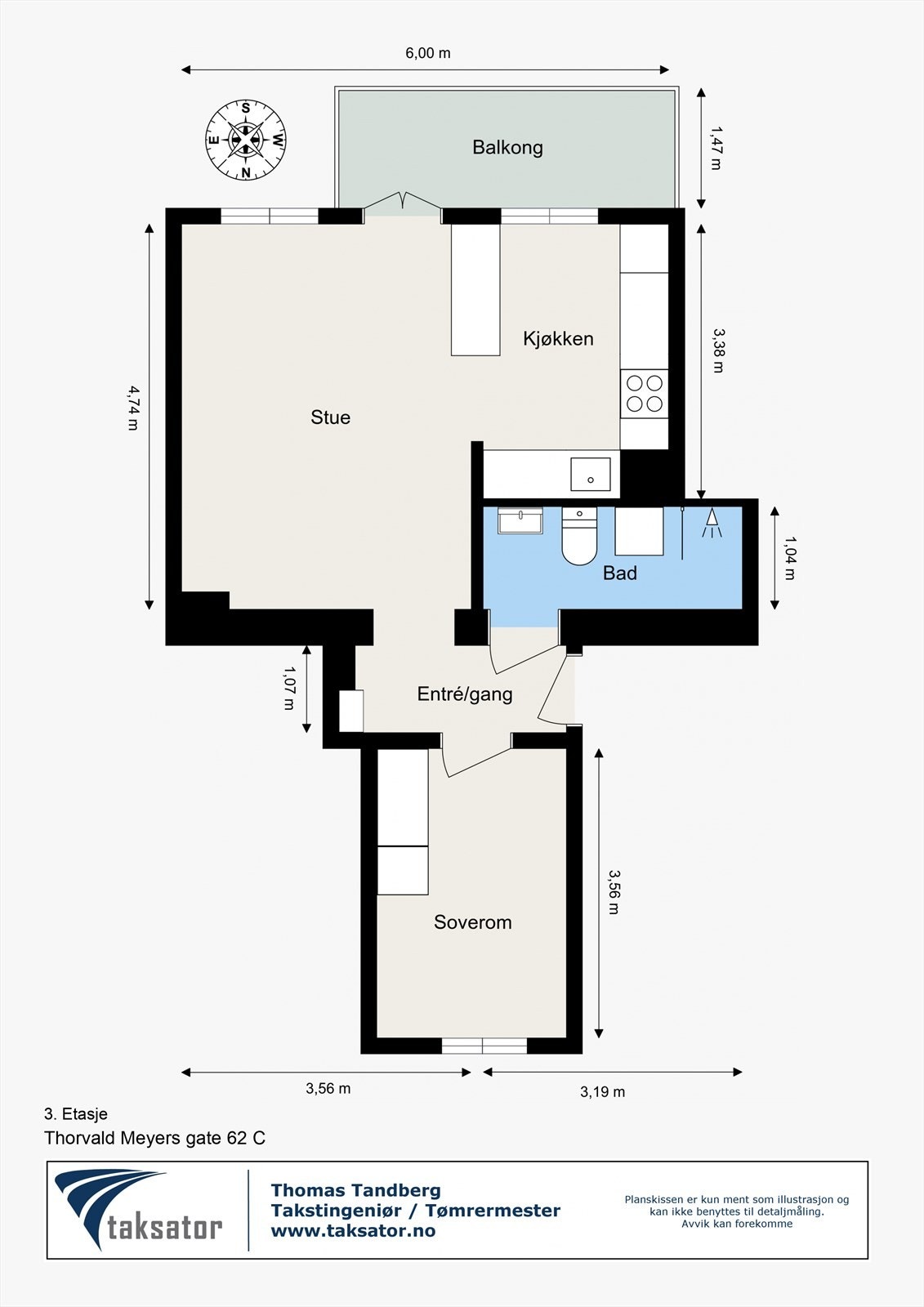 Thorvald Meyers gate 62 C - 3. Etasje Galleribilde