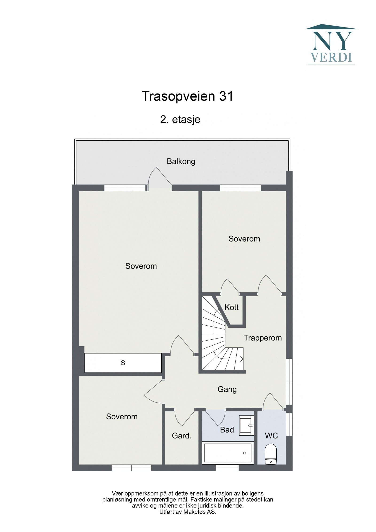 Trasopveien 31 - 2. etasje - 2D Floor Plan Galleribilde