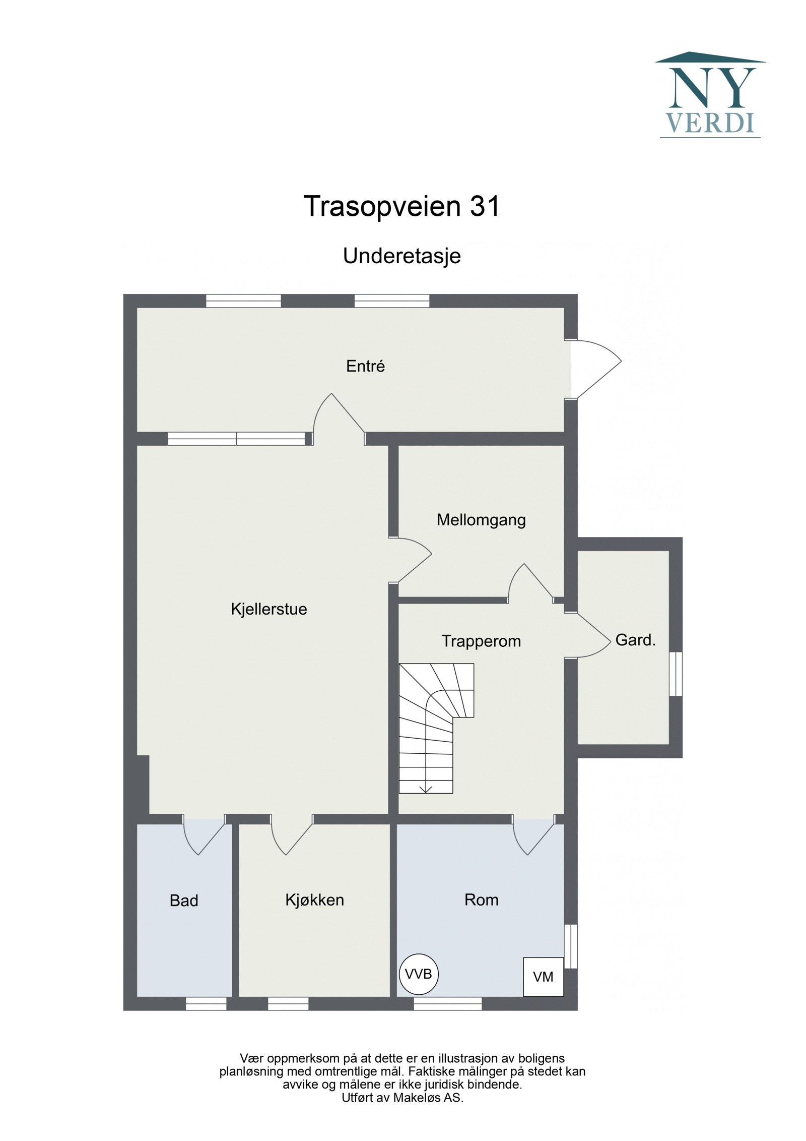 Trasopveien 31 - U. etg. - 2D Floor Plan Galleribilde