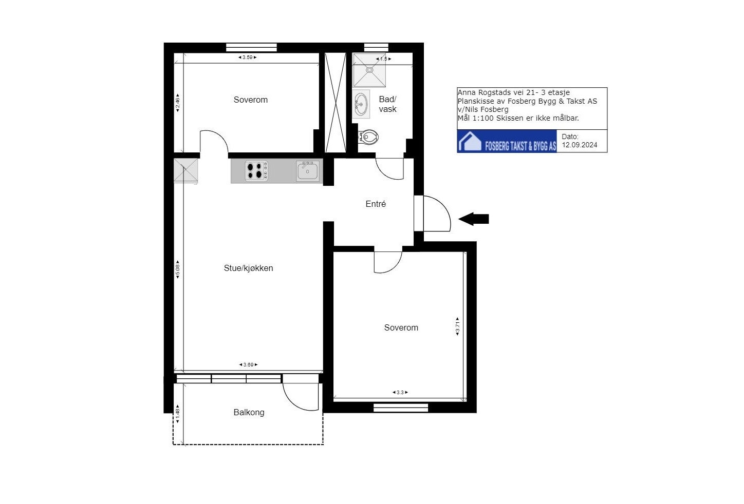 Endeleilighet med gjennomgående og effektiv planløsning med sydvendt balkong. Galleribilde
