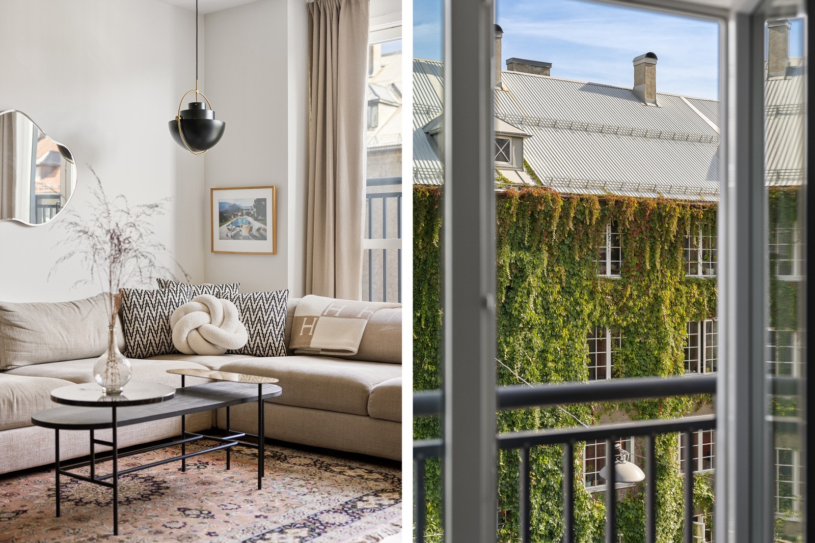Fra stuen har du blant annet utsyn mot en flott fasade på andre siden av gaten. God avstand mellom byggene som bidrar til mye naturlig lys. Galleribilde