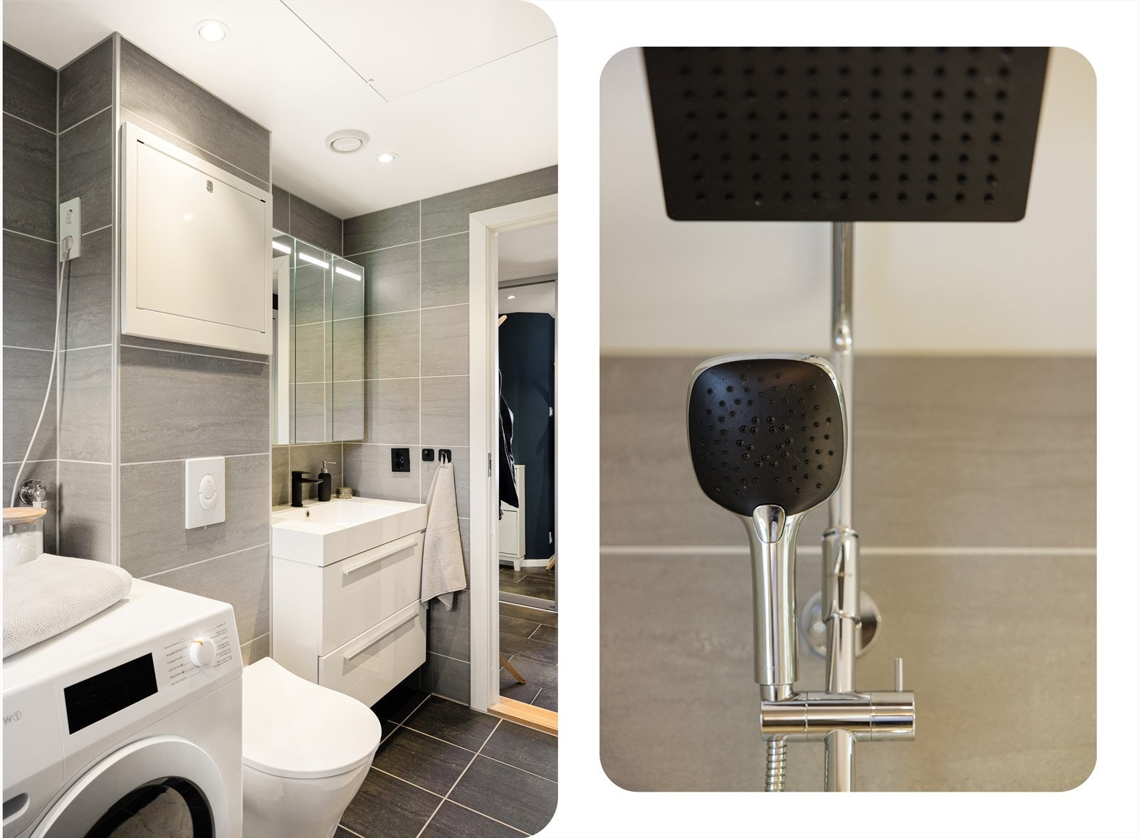 Badet ble oppgradert i regi av borettslaget i 2019. Da ble det også installert rør-i-rør-system og balansert ventilasjon Galleribilde