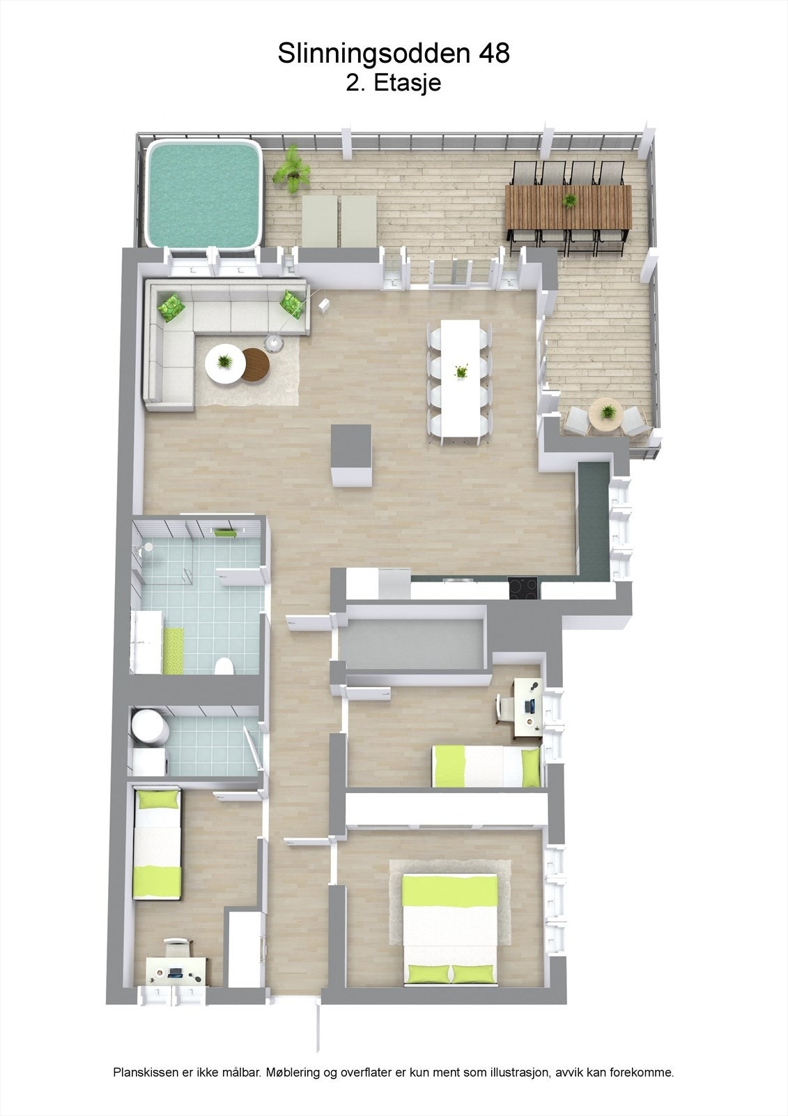 3 D plantegning 1. etasje Galleribilde