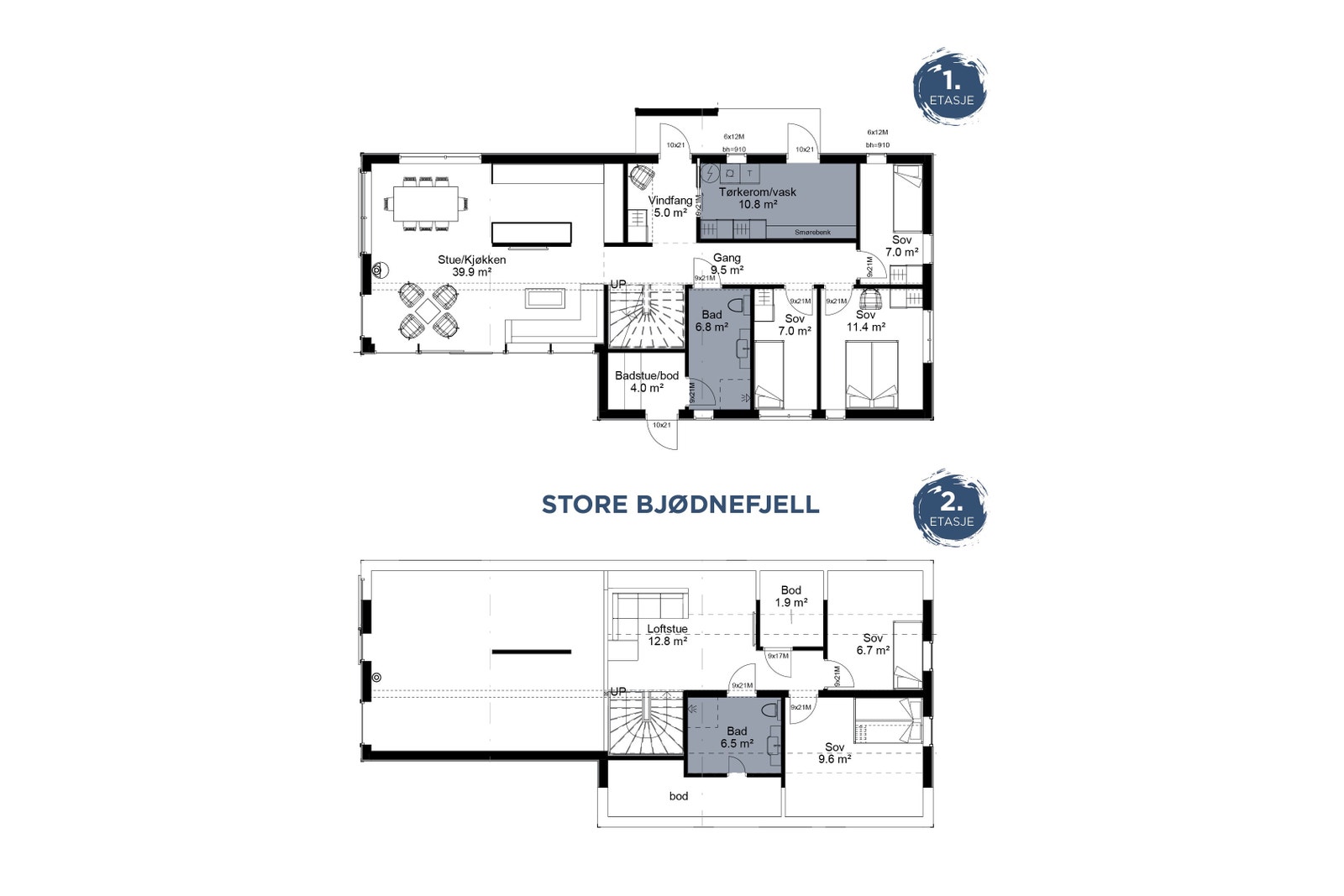 Planløsning hyttetypen: Store Bjødnefjell Galleribilde