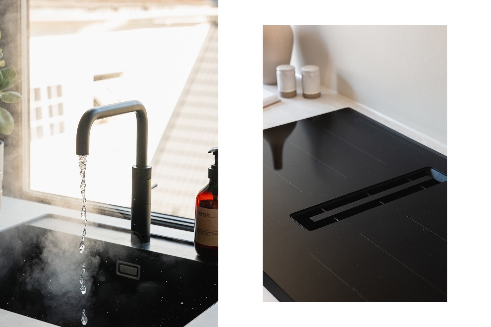 Quooker med kokefunksjon og koketopp med integrert ventilator fra Bosch. Galleribilde