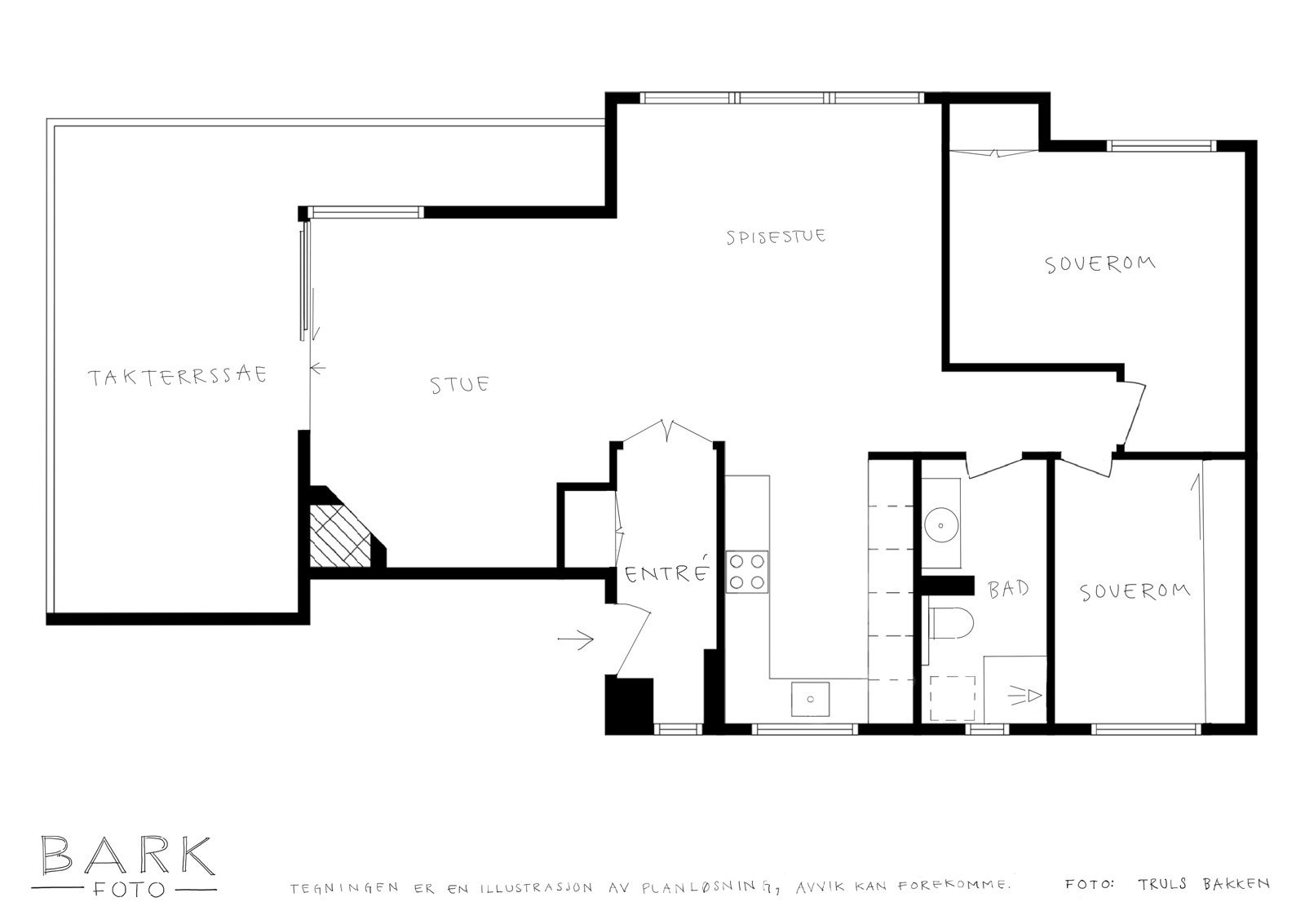 Planløsningen er meget god og gjør det lett å innrede på en praktisk og naturlig måte. Galleribilde