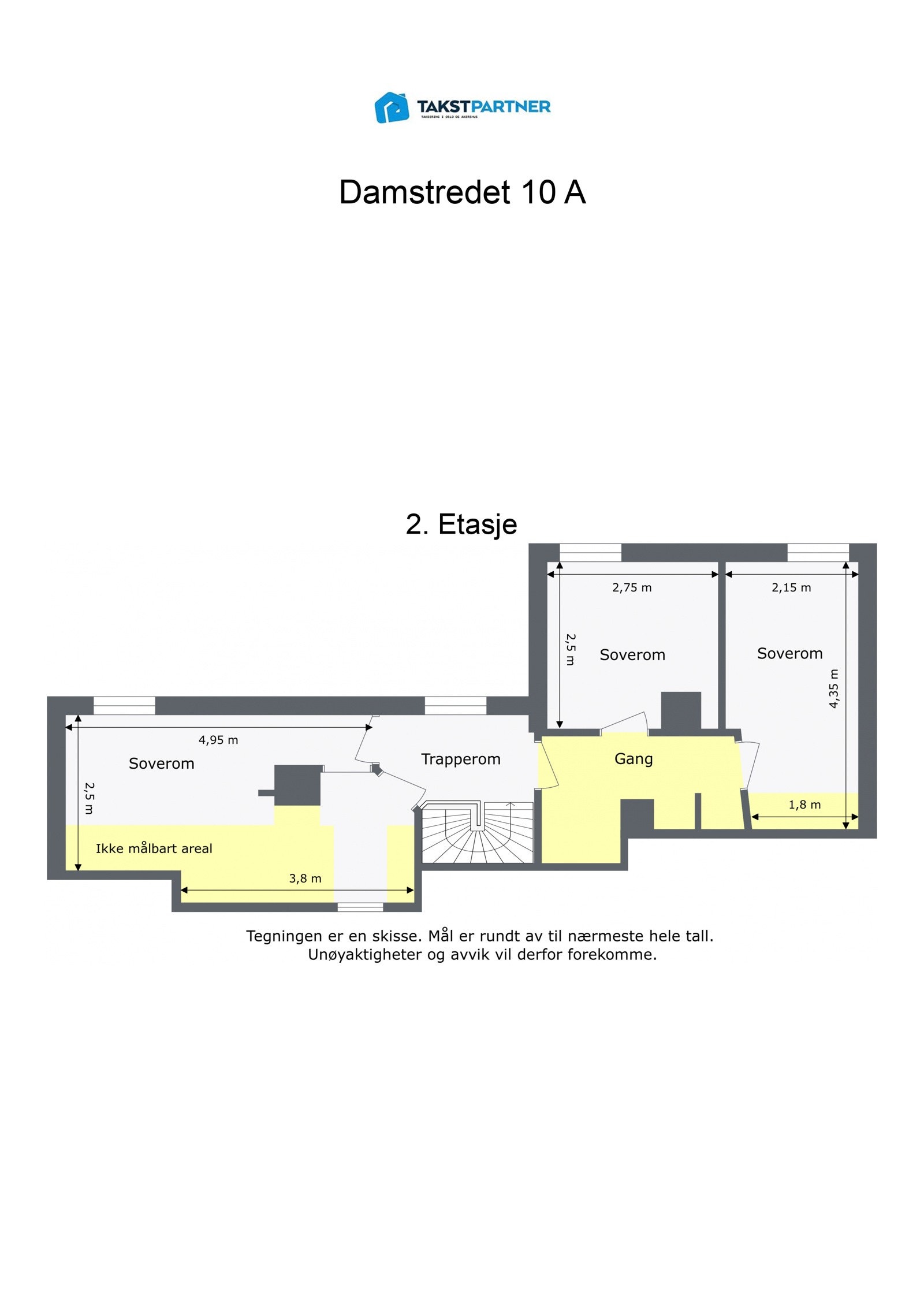 Plantegning med mål 2.etasje. Galleribilde