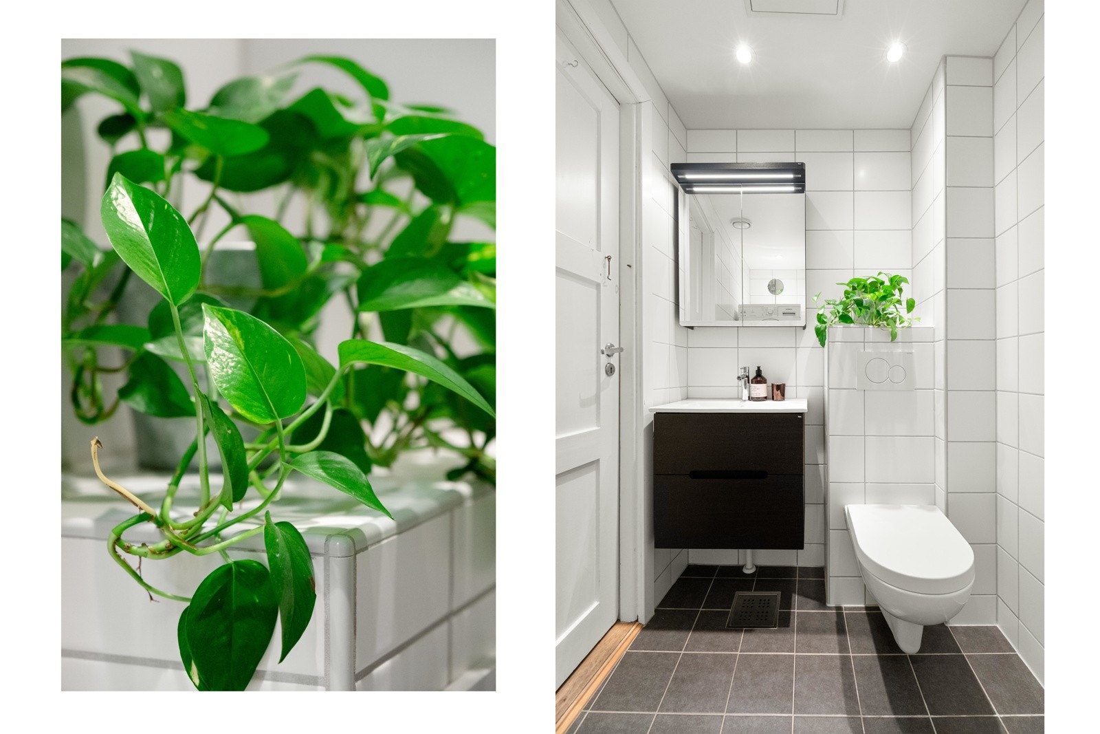 Det er også montert speilskap på badet i dag. Ellers er det varme i gulvet og downlights i himling. Galleribilde