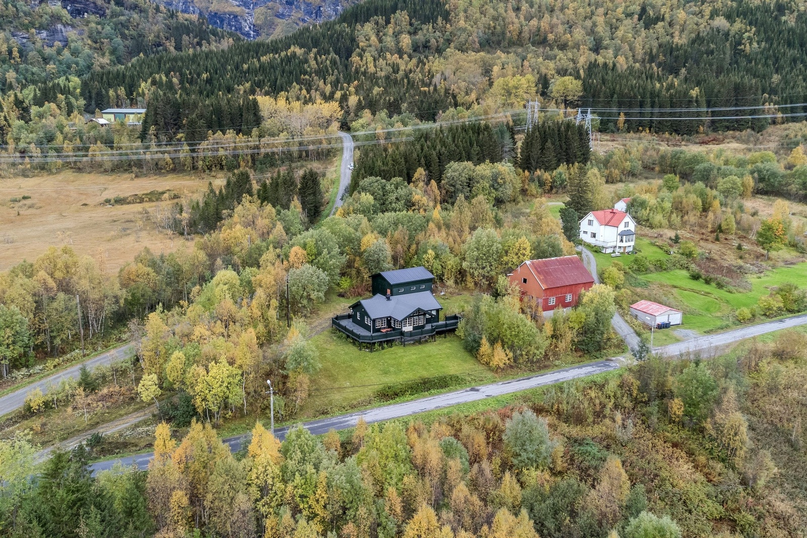 Et fritidstun med grønn plen, egen skog og strandlinje i Niingsveien 170. Galleribilde