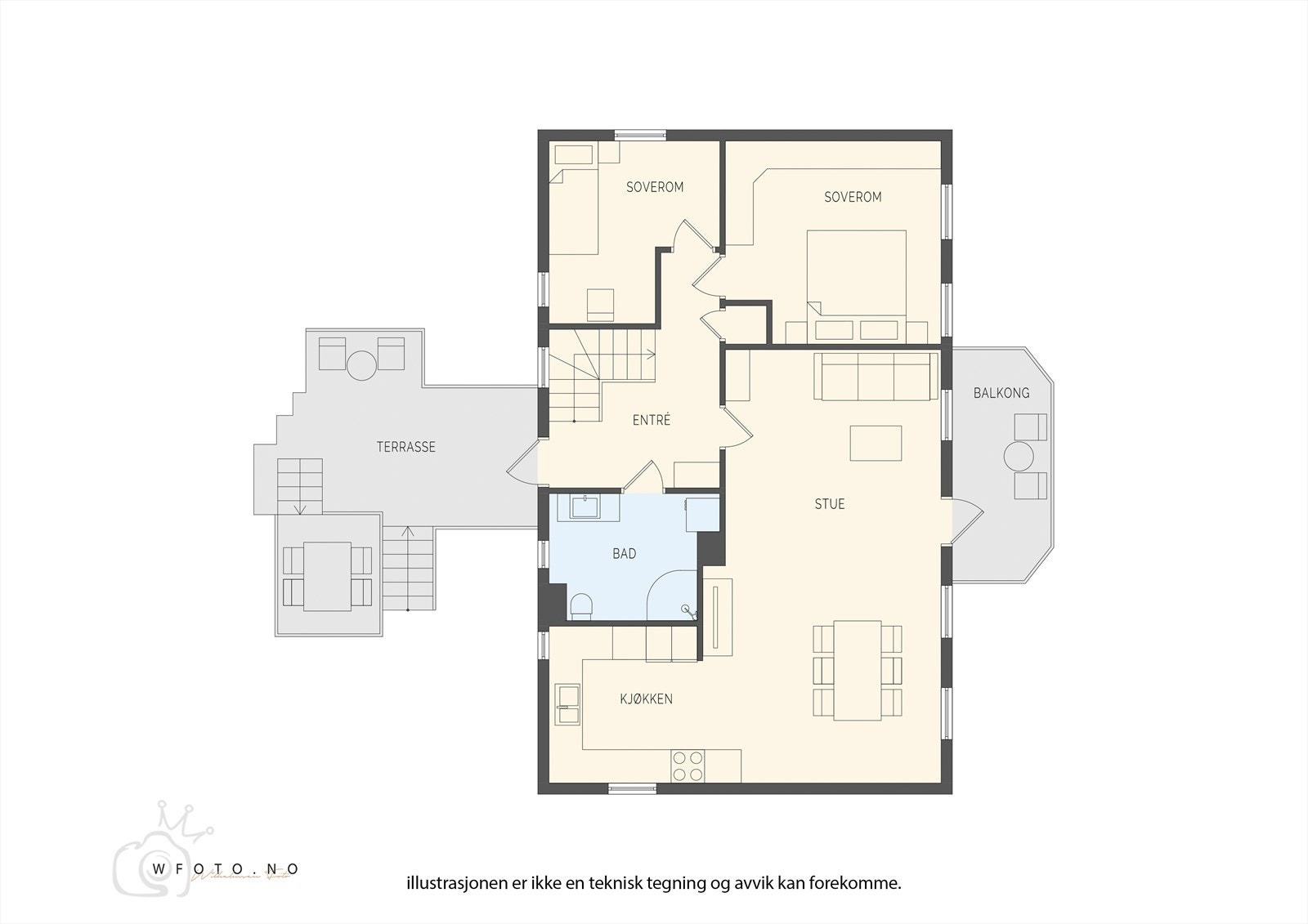 Plantegning - hovedetasje. Galleribilde