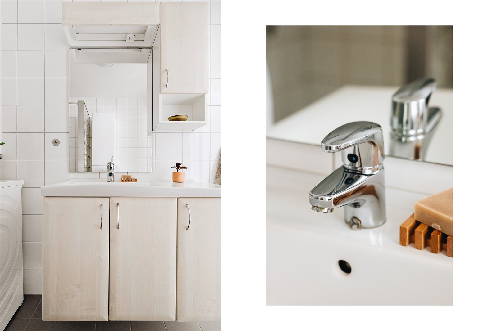 Badet har gulvvarme, samt opplegg og plass til vaskemaskin og tørketrommel. Galleribilde