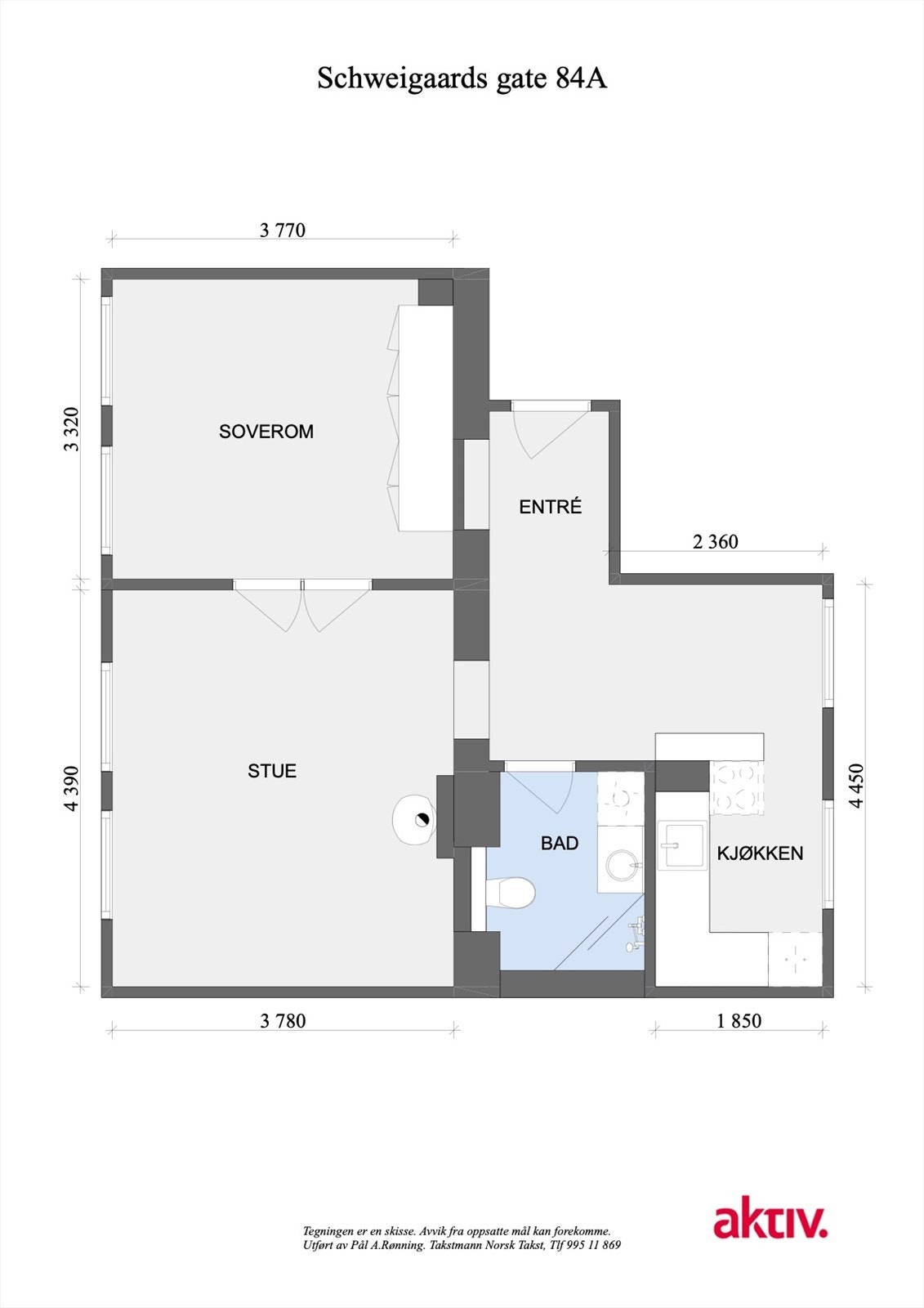 Plantegning. Boligen disponerer i tillegg tre boder hvorav en på loftet, en i kjeller samt en delt bod med nabo i trappeoppgang. Galleribilde