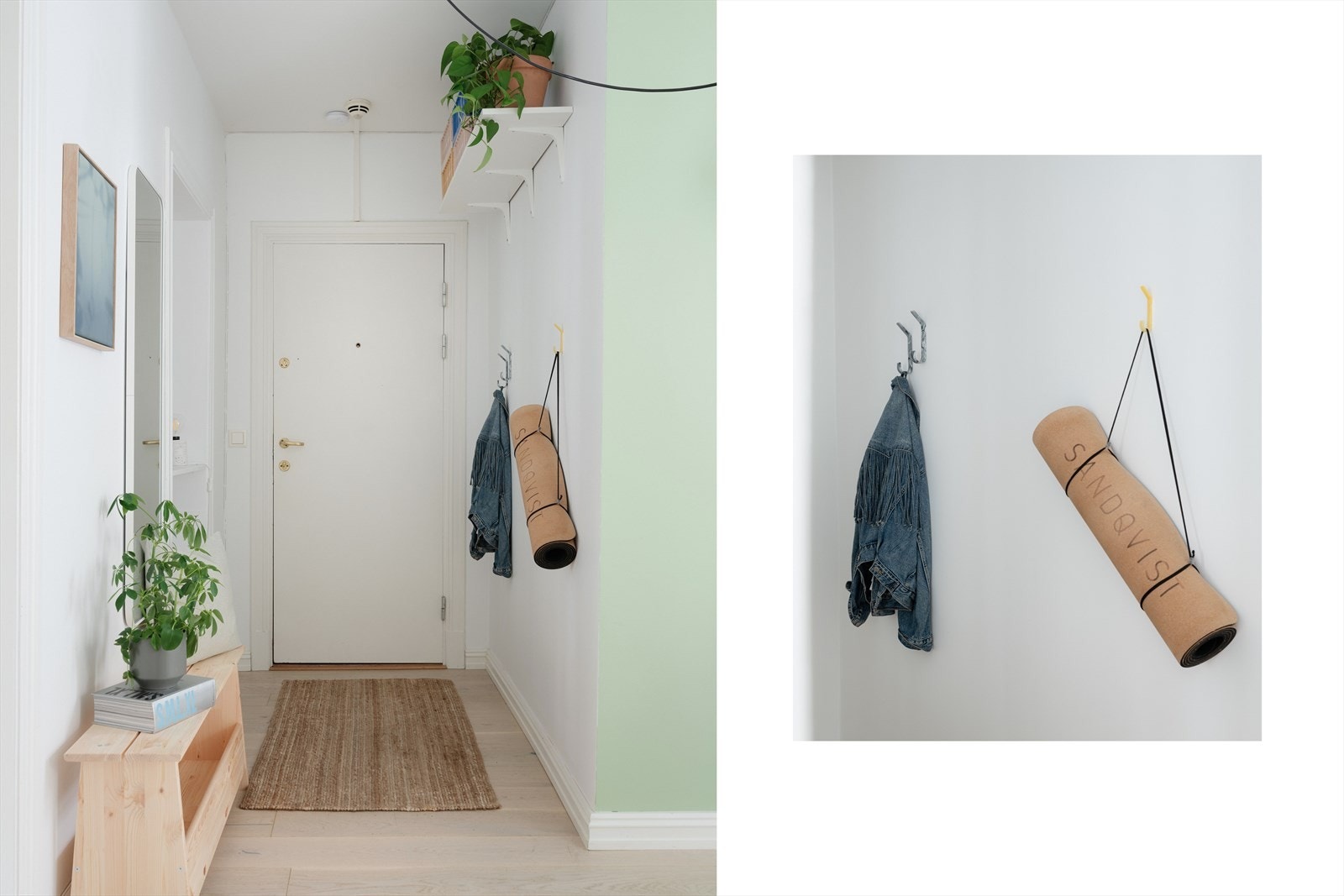 Et lyst og hyggelig førsteinntrykk av leiligheten. Gode muligheter for veggoppbevaring, samt småoppbevaring i nisje t.v. Leiligheten disp. ellers også tre boder (se pkt. for "innhold"). Galleribilde