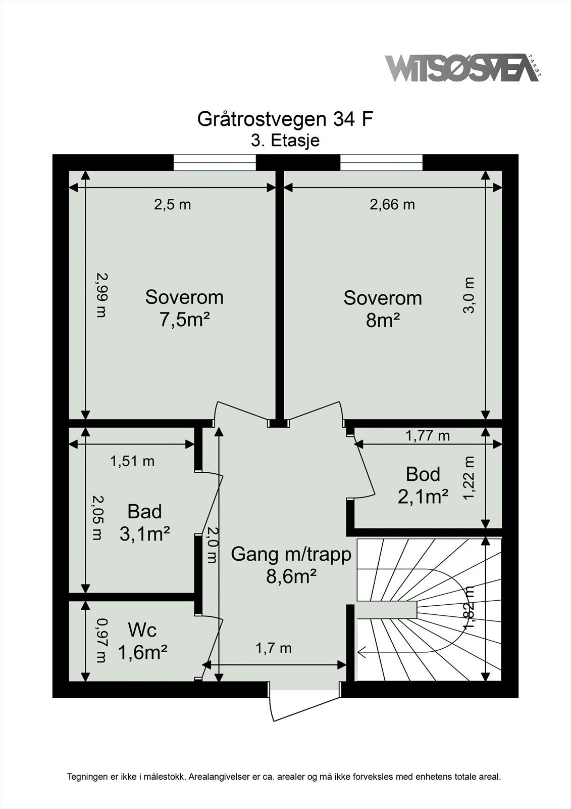 Planløsning tredje etasje. Galleribilde