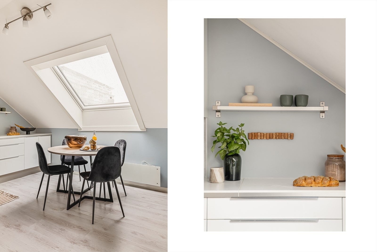 - God plass til spisebord, utsikt mot Ulriken fra vindu - Galleribilde