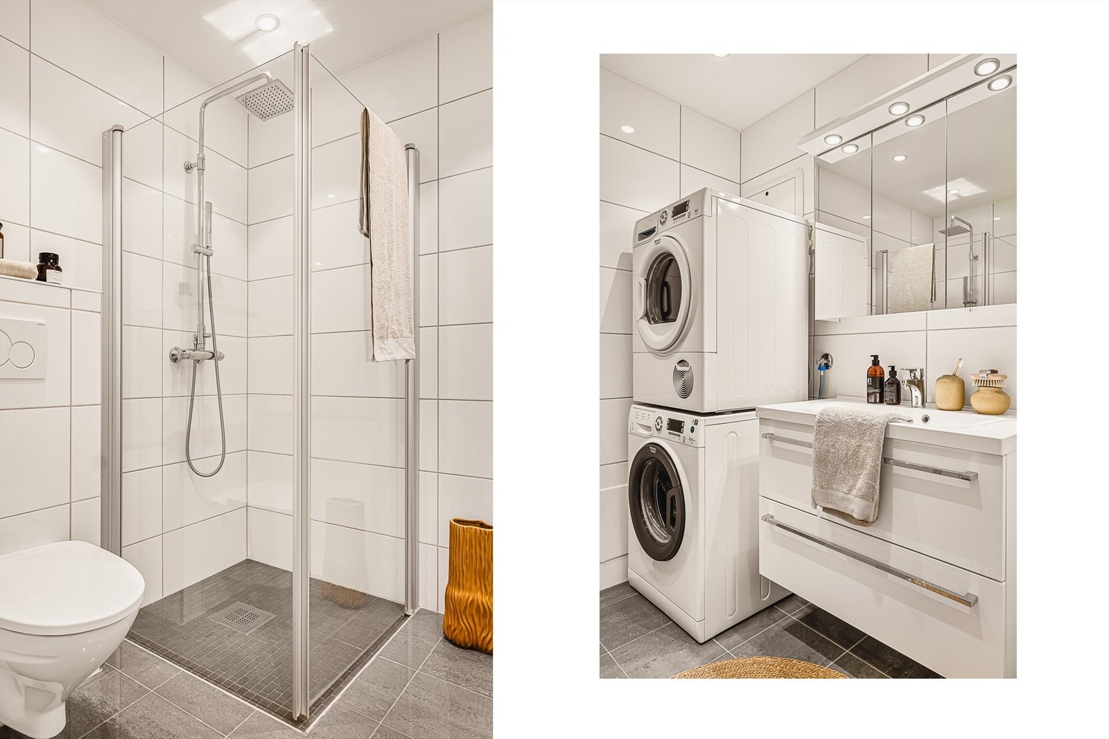 - Badet er utstyrt med gulvvarme og opplegg for vaskemaskin - Galleribilde