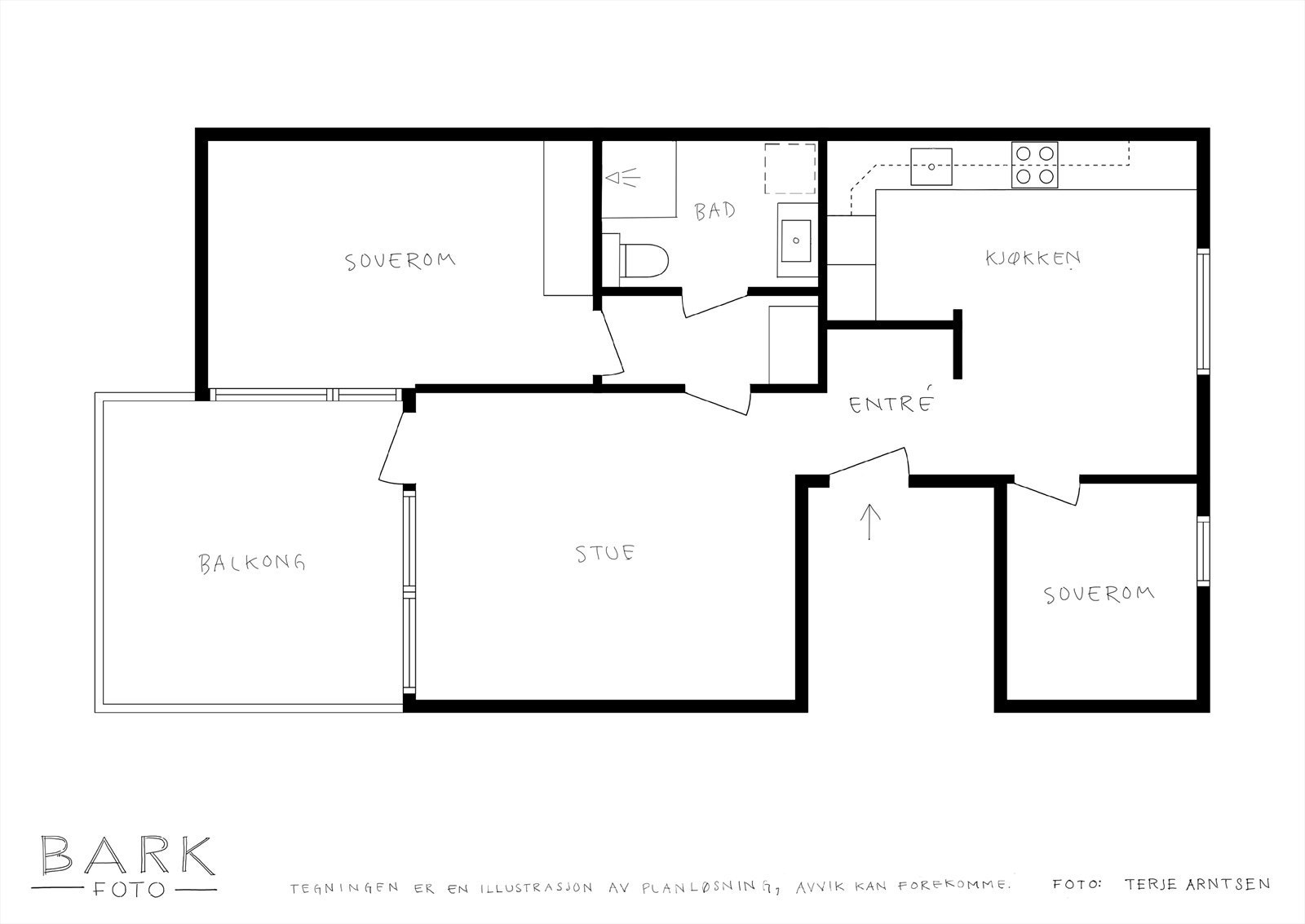 - Plantegning (soverom nede til høyre er ikke godkjent) - Galleribilde