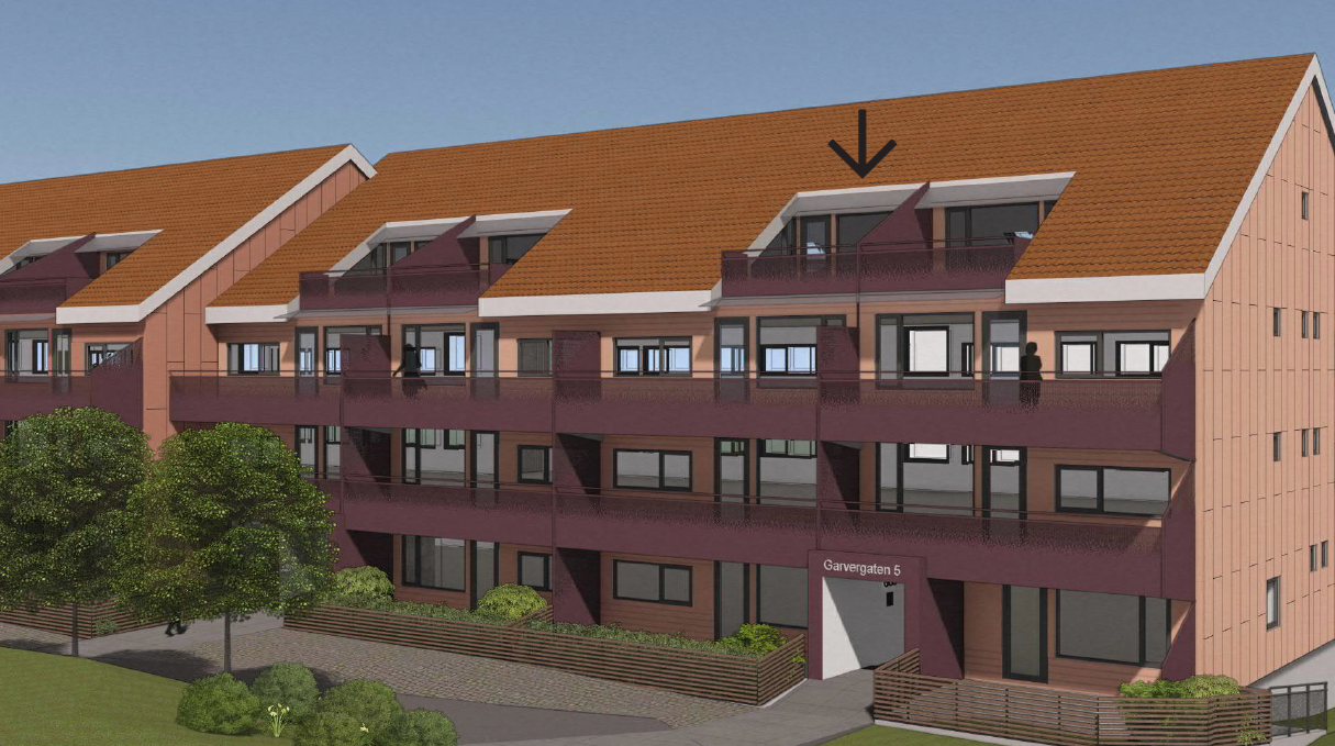 - Illustrasjonsbilde av fasaden etter oppgradering. Styreleder opplyser om at arbeider på gjeldende blokk vil vedvare i ca. 8 måneder. Avvik kan forekomme. - Galleribilde