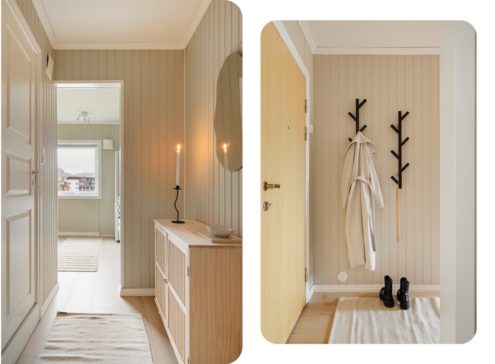 Gangen måles til 3,6 kvm. og har god plass til oppbevaringsløsninger for yttertøy og sko. Galleribilde