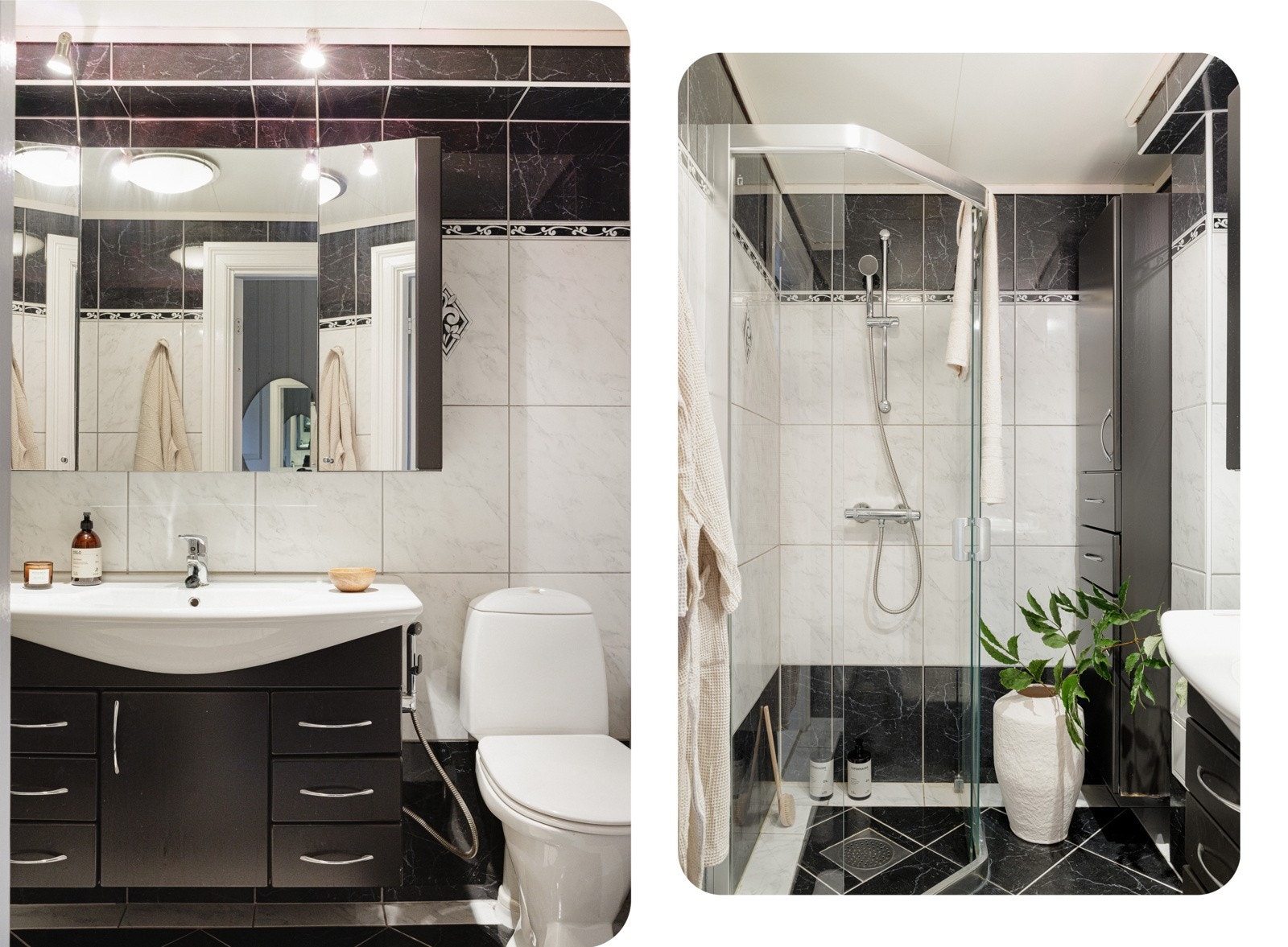 Det er også opplegg for vaskemaskin bak høyskapet dersom man ønsker å ha vaskemaskin på eget bad. Borettslaget har også fellesvaskerier. Galleribilde