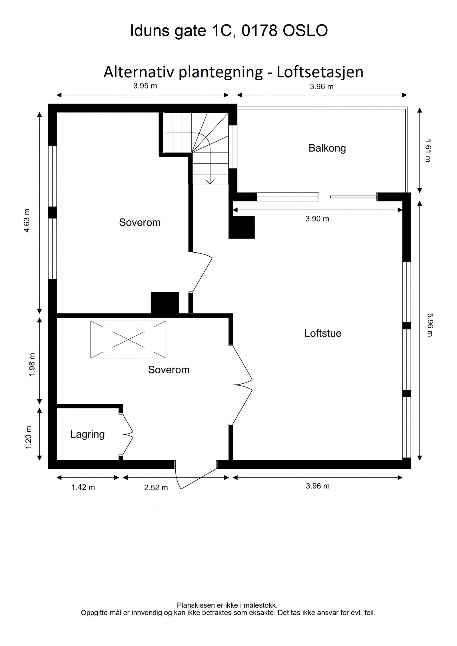 Alternativ planløsning 5.etg. med ekstra soverom (dette er byggemeldt og godkjent). Galleribilde