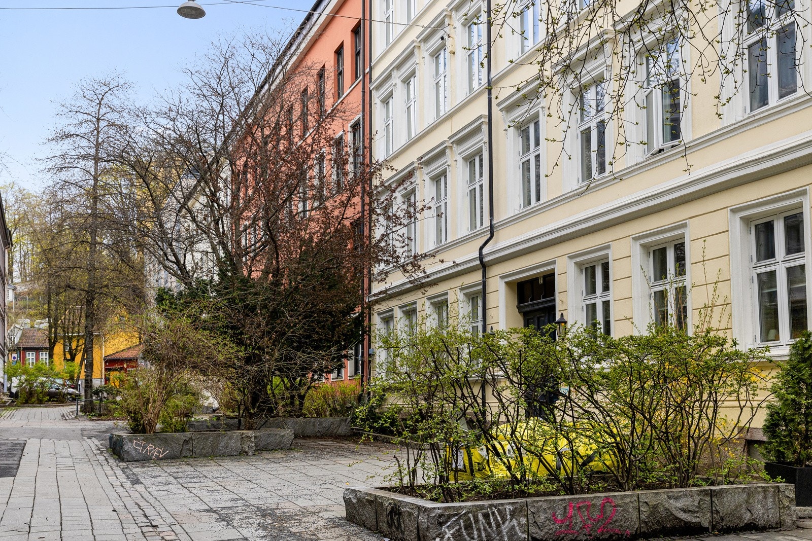 Iduns gate er et rolig gatetun pent opparbeidet og beplantet. Galleribilde