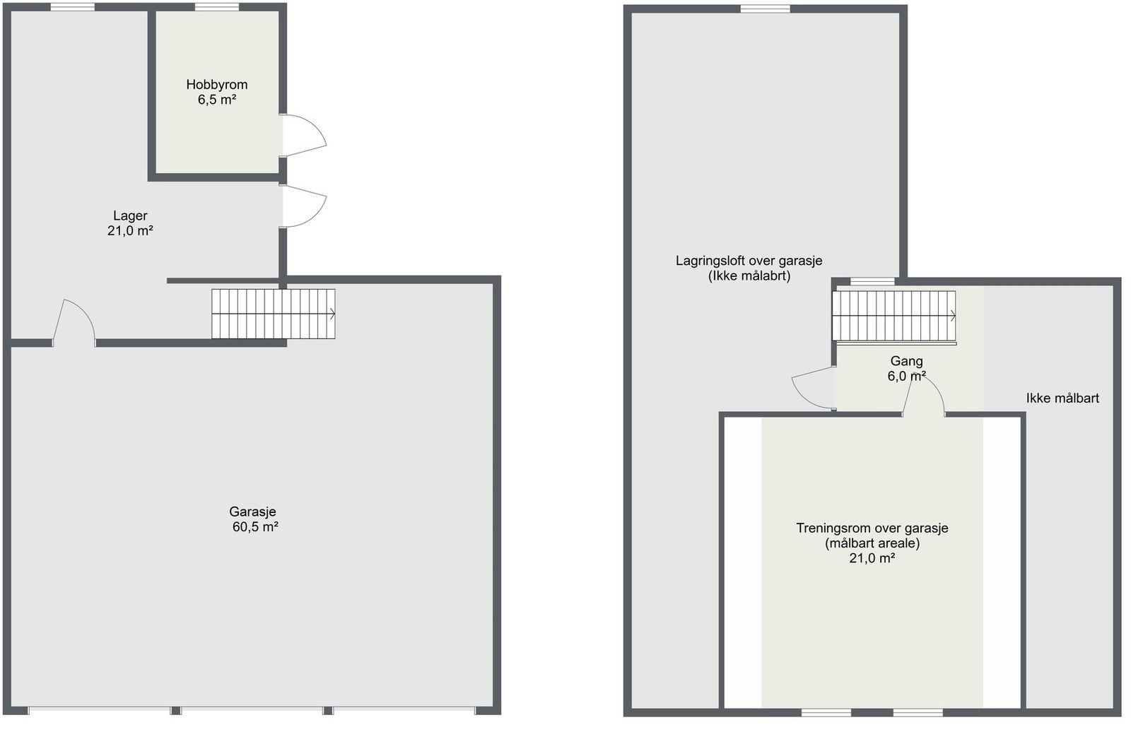 Planskisse garasje 1. og 2. etasje. Galleribilde