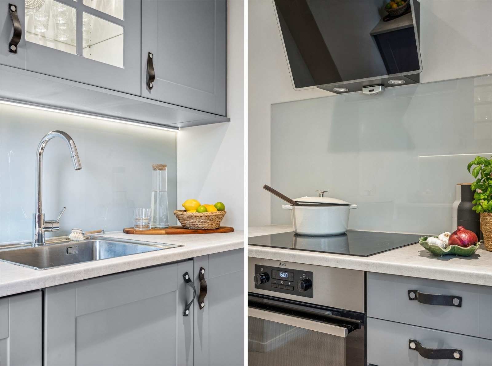 Kjøkkenet oppleves sømløst og moderne med integrerte hvitevarer Galleribilde