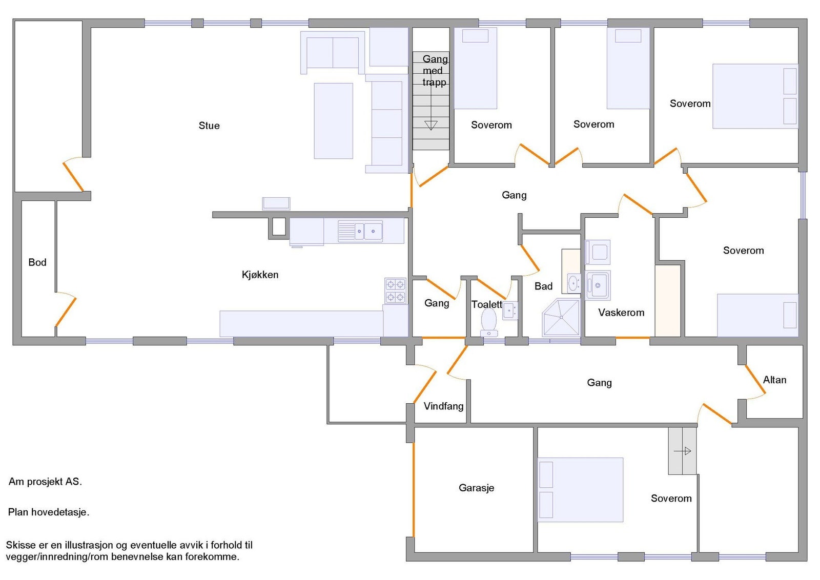 Planskisse hovedetasje. Galleribilde
