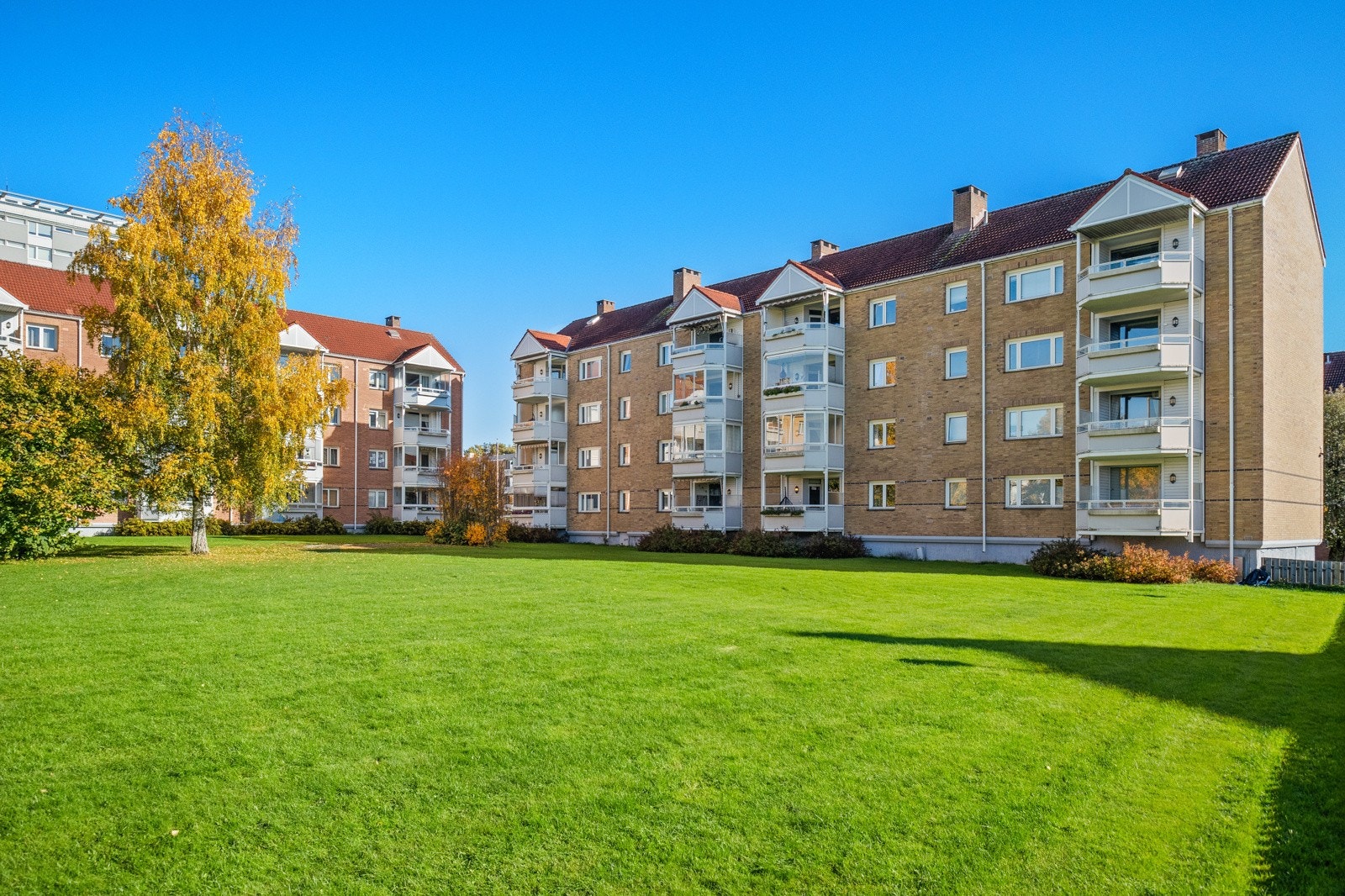 På fine dager kan man ta med seg teppe eller en stol ut og bare nyte dagen på de velstelte fellesarealene. Galleribilde