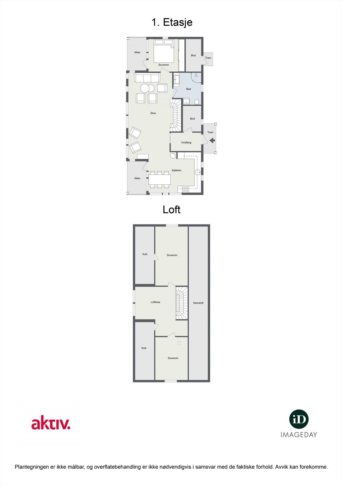 Plantegning begge plan. Galleribilde