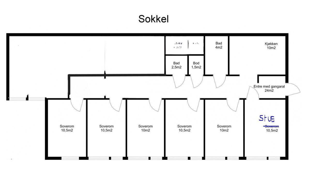 Plantegning fra underetasjen Galleribilde