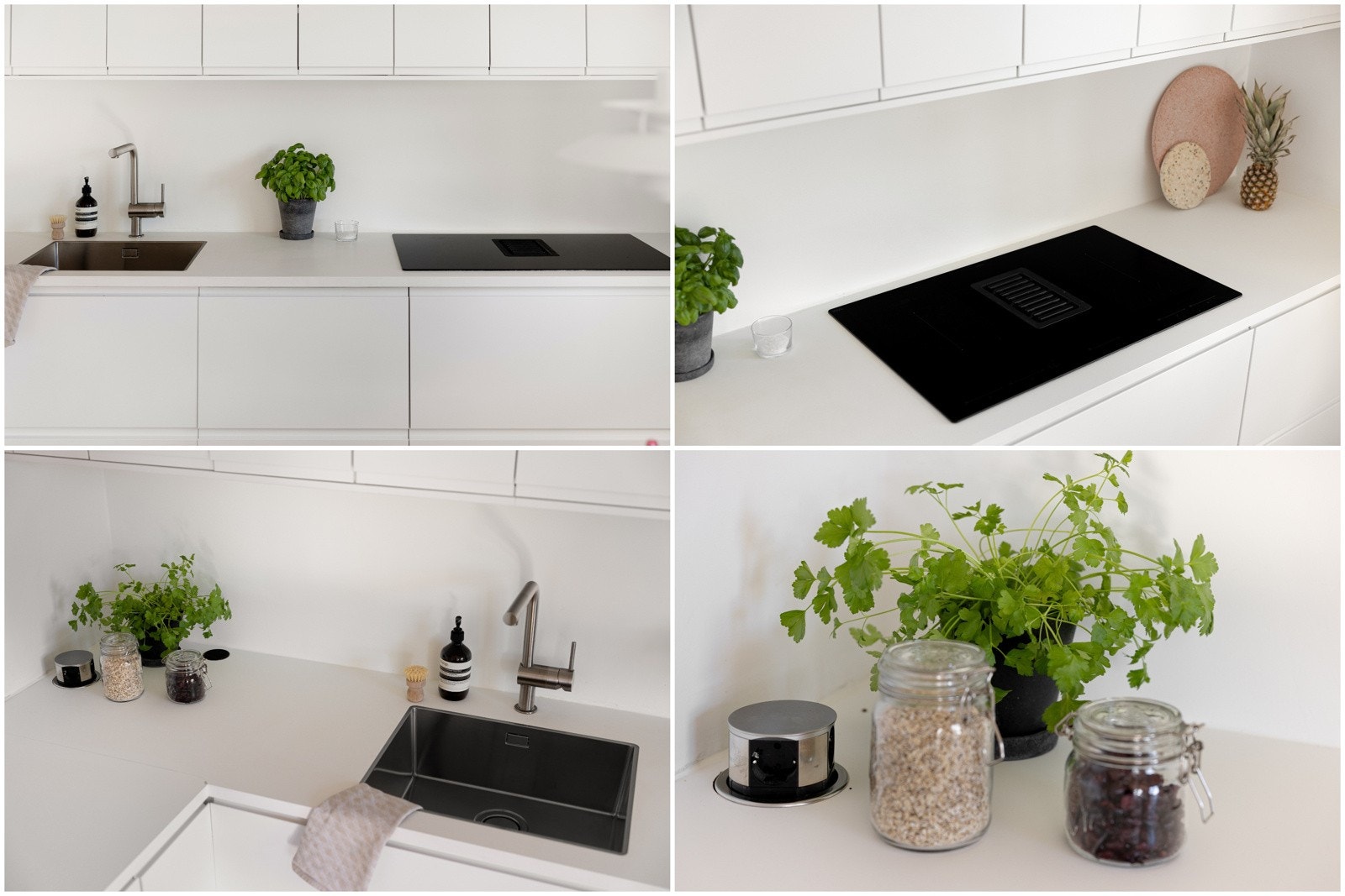 Integrert strømuttak i benkeplaten. Galleribilde