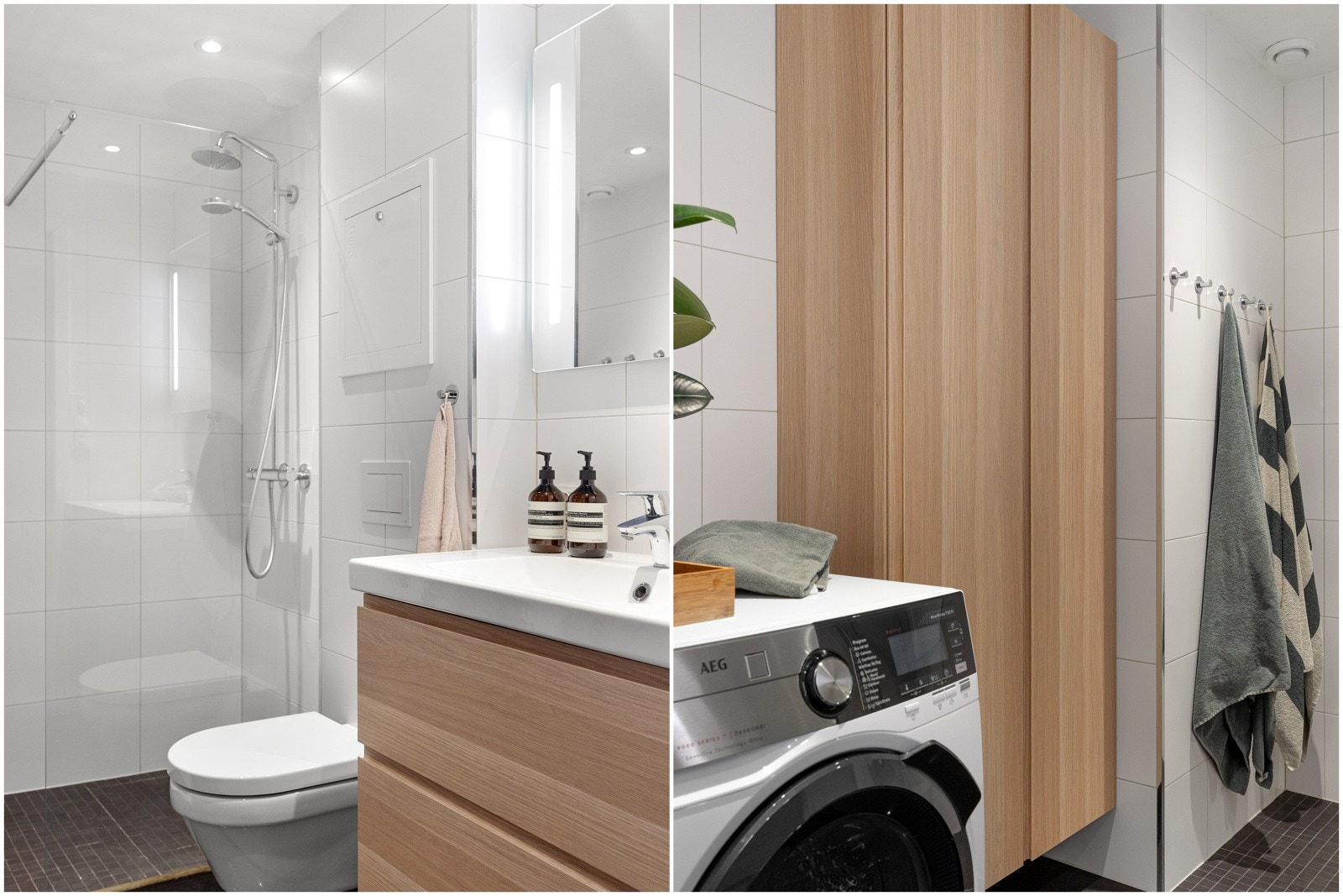 Baderom fra 2015, oppgradert/modernisert med ny innredning i 2021. Galleribilde