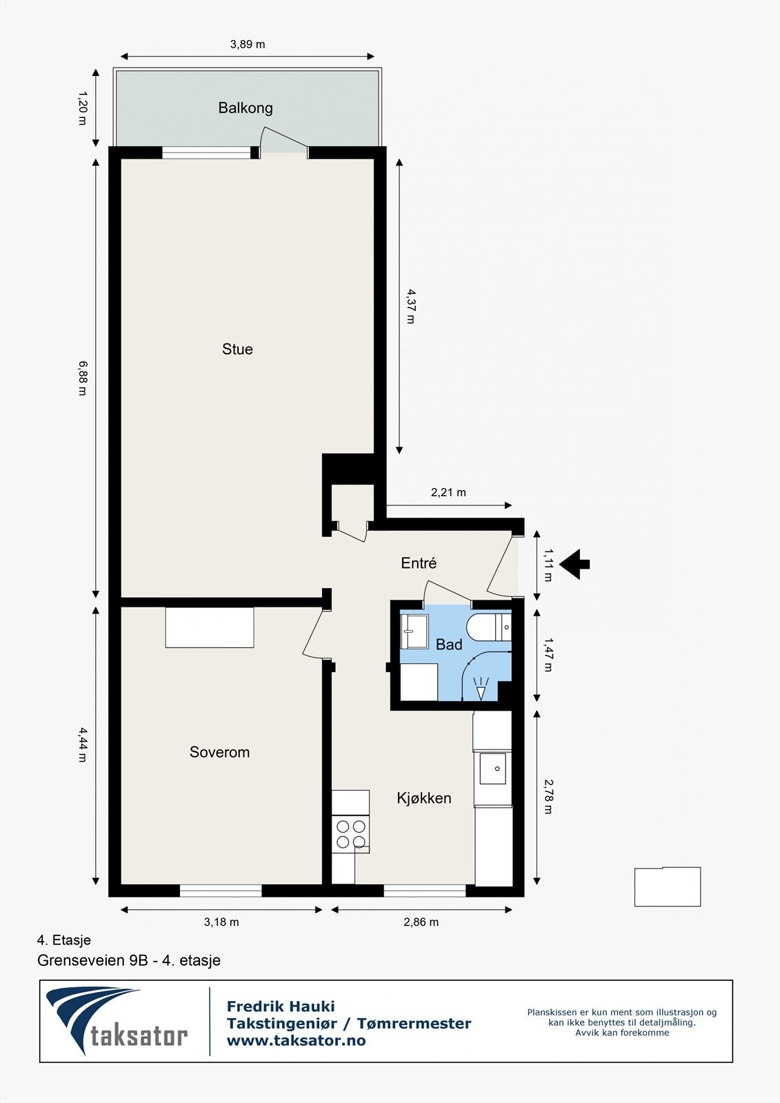 Plantegning - Grenseveien 9B Galleribilde