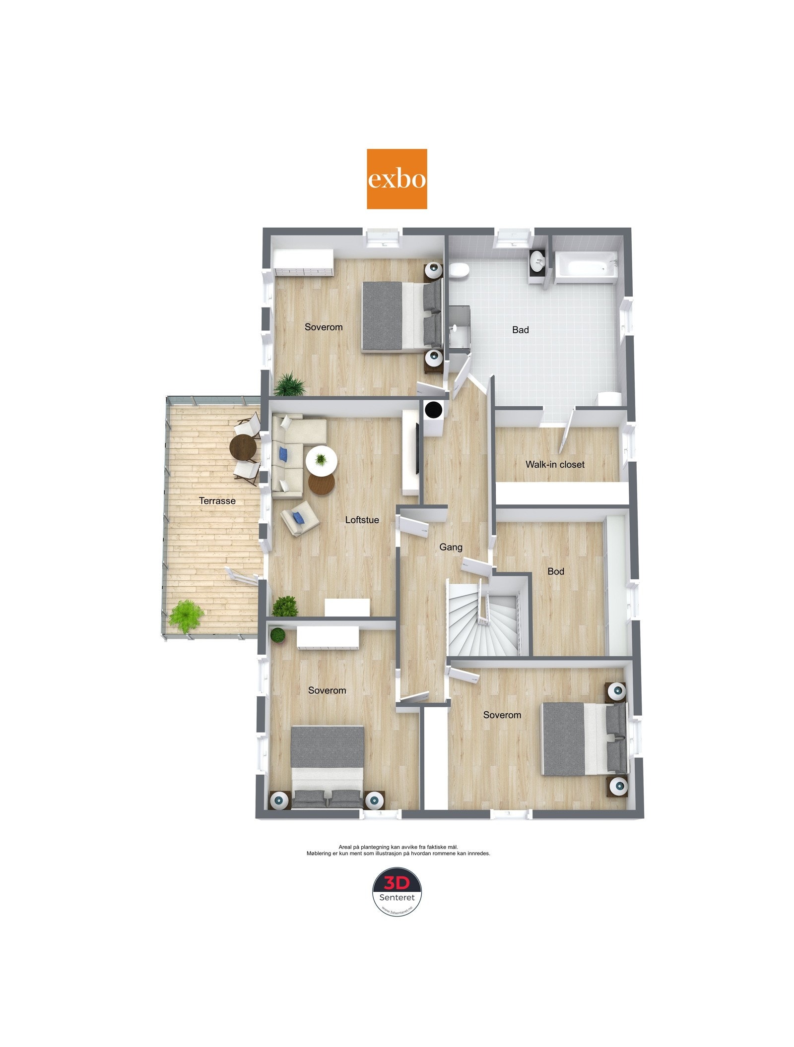Eigebrekktunet 10 - Planskisse 2 - 3D Floor Plan red Galleribilde